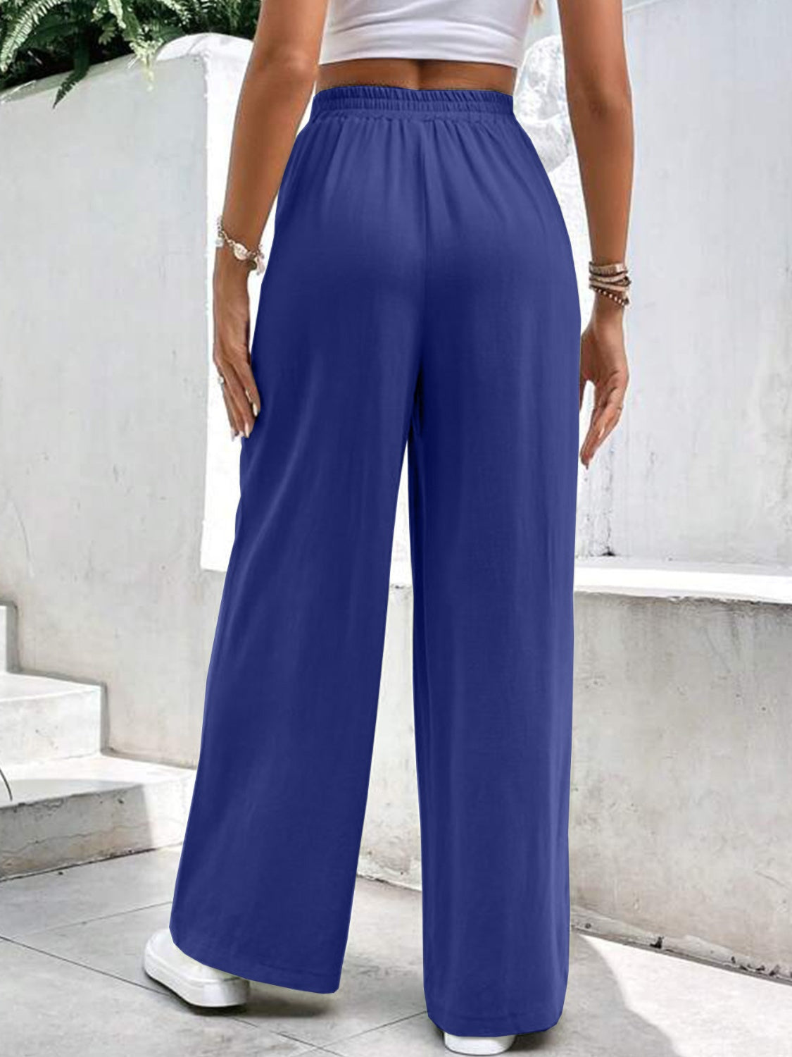 High Waist Wide Leg Pants with Pockets-[Adult]-[Female]-2022 Online Blue Zone Planet