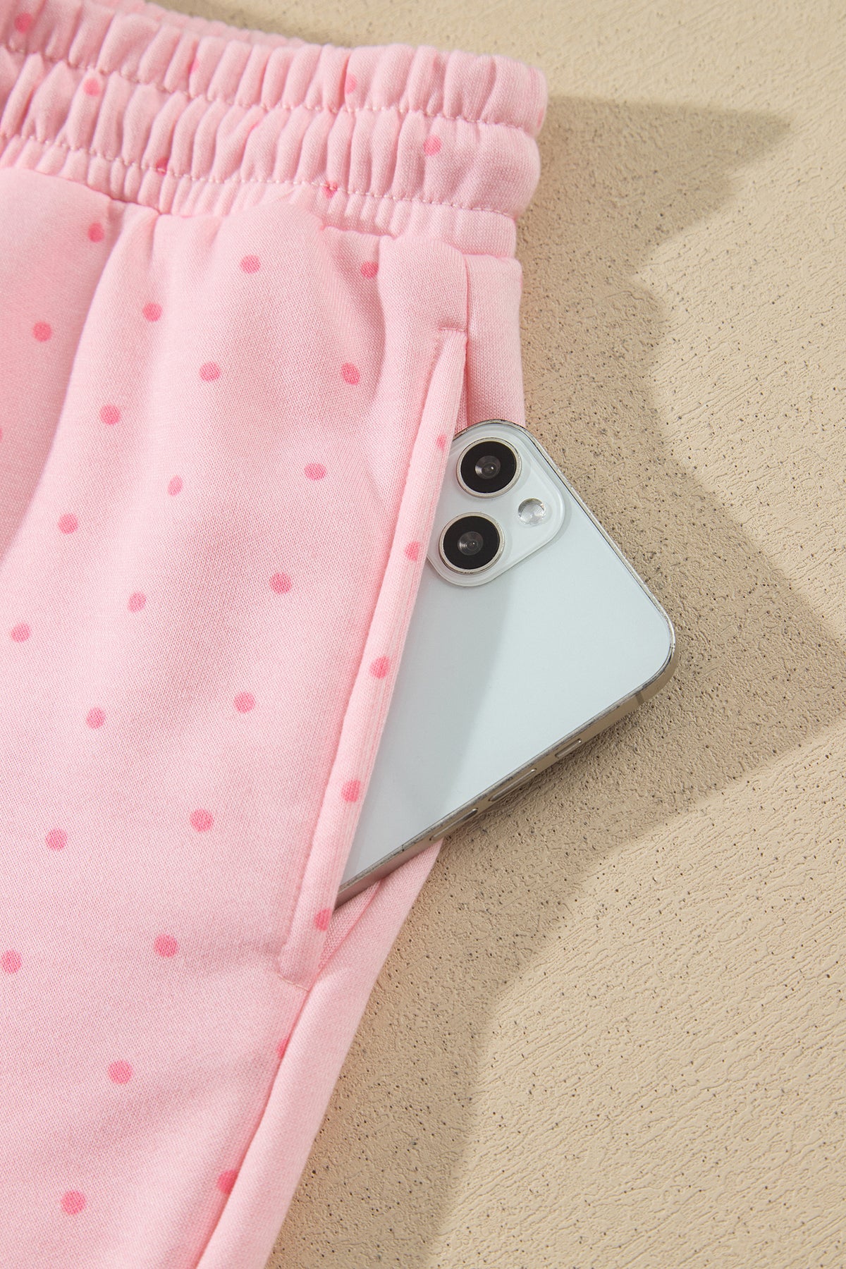 Pink Polka Dot Printed Oversized Hoodie Casual Shorts 2pcs Set-Tops / Dresses-[Adult]-[Female]-2022 Online Blue Zone Planet