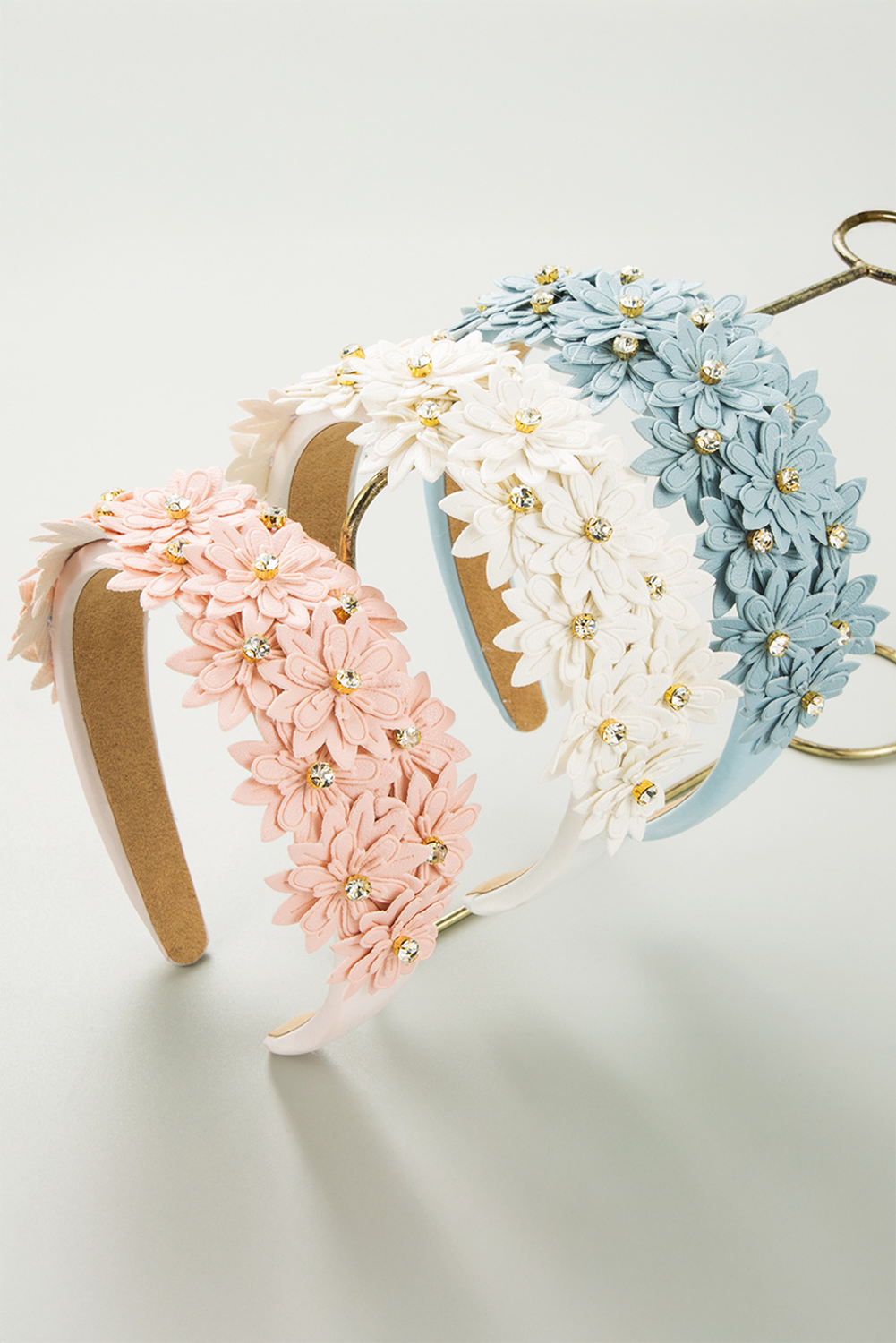 Pale Chestnut Rhinestone Flower Headband-Hairband-[Adult]-[Female]-Pale Chestnut-ONE SIZE-2022 Online Blue Zone Planet