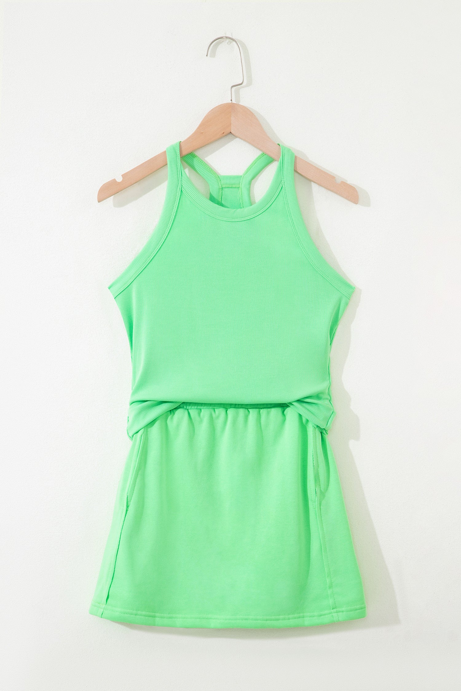 Sachet Pink Slim Tank Top Elastic Waist Mini Skort 2pcs Outfit-Two Piece Sets/Two Piece Dresses-[Adult]-[Female]-2022 Online Blue Zone Planet