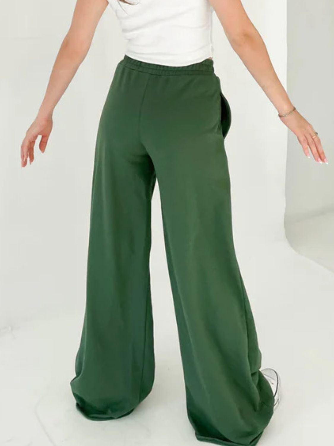 Blue Zone Planet | Elastic Waist Wide Leg Pants-BOTTOMS SIZES SMALL MEDIUM LARGE-[Adult]-[Female]-2022 Online Blue Zone Planet