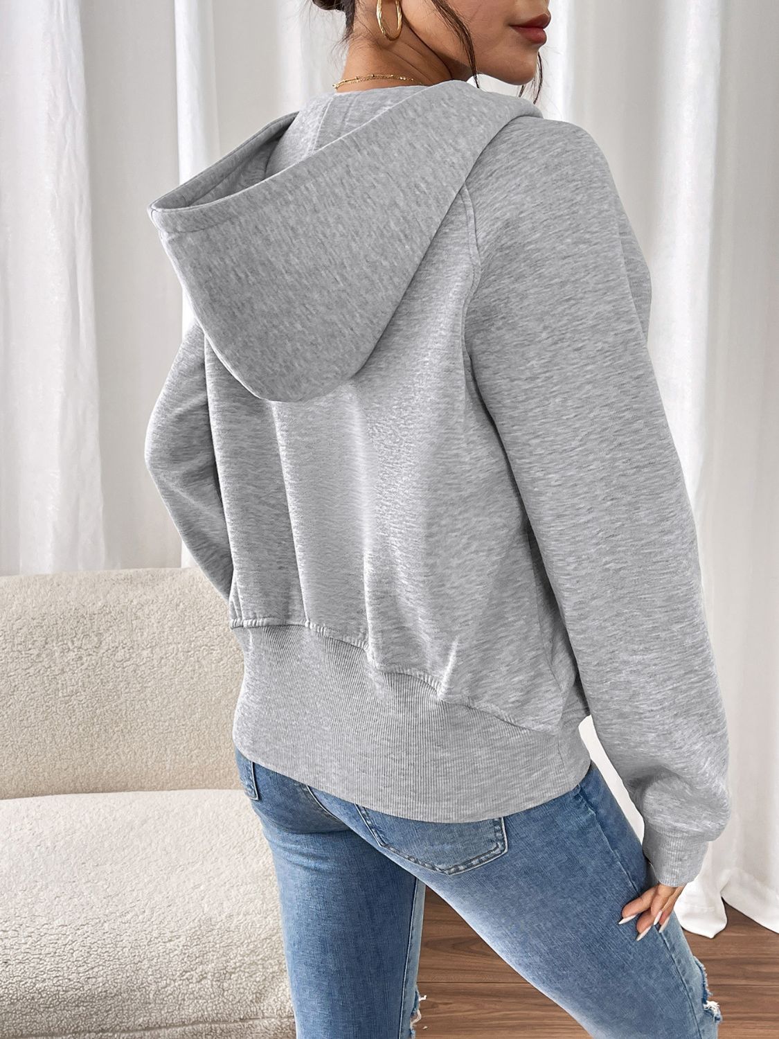 Perfee Half Zip Long Sleeve Hoodie-TOPS / DRESSES-[Adult]-[Female]-2022 Online Blue Zone Planet