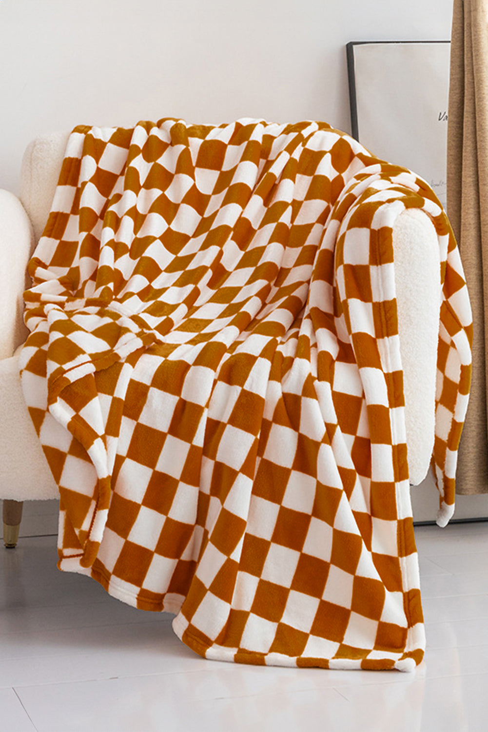 Black Checkerboard Printed Soft Throw Blanket-Accessories & Jewelry-[Adult]-[Female]-Chestnut-ONE SIZE-2022 Online Blue Zone Planet