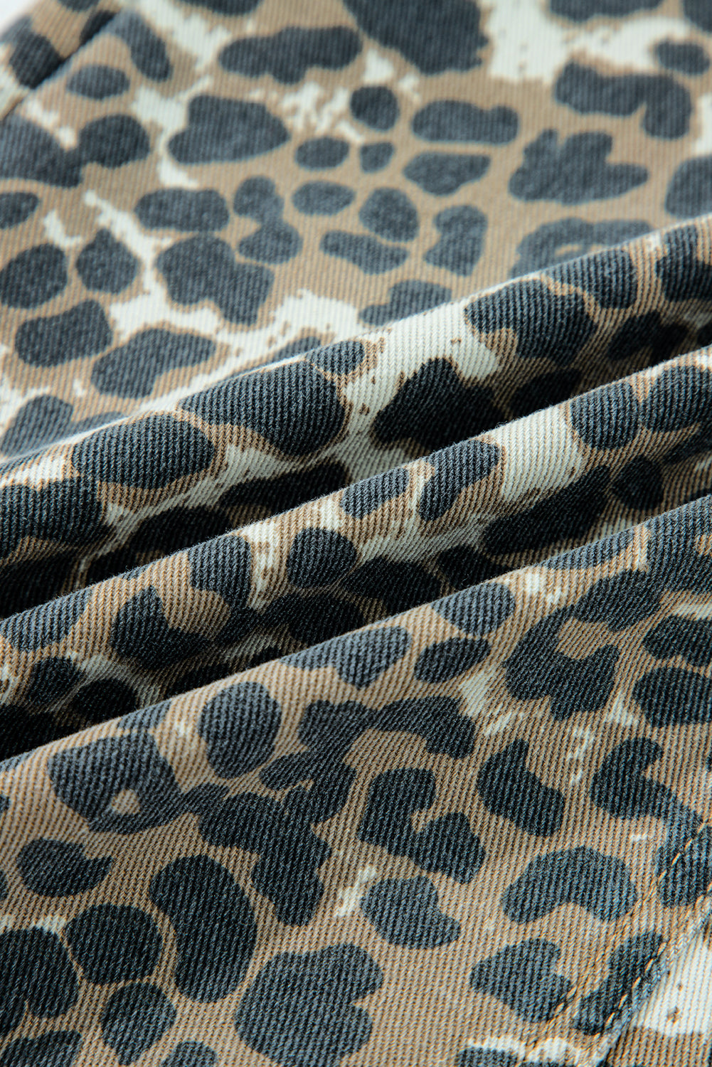 Gray Leopard Print Pocketed Loose Fit Denim Overall Dress-TOPS / DRESSES-[Adult]-[Female]-2022 Online Blue Zone Planet