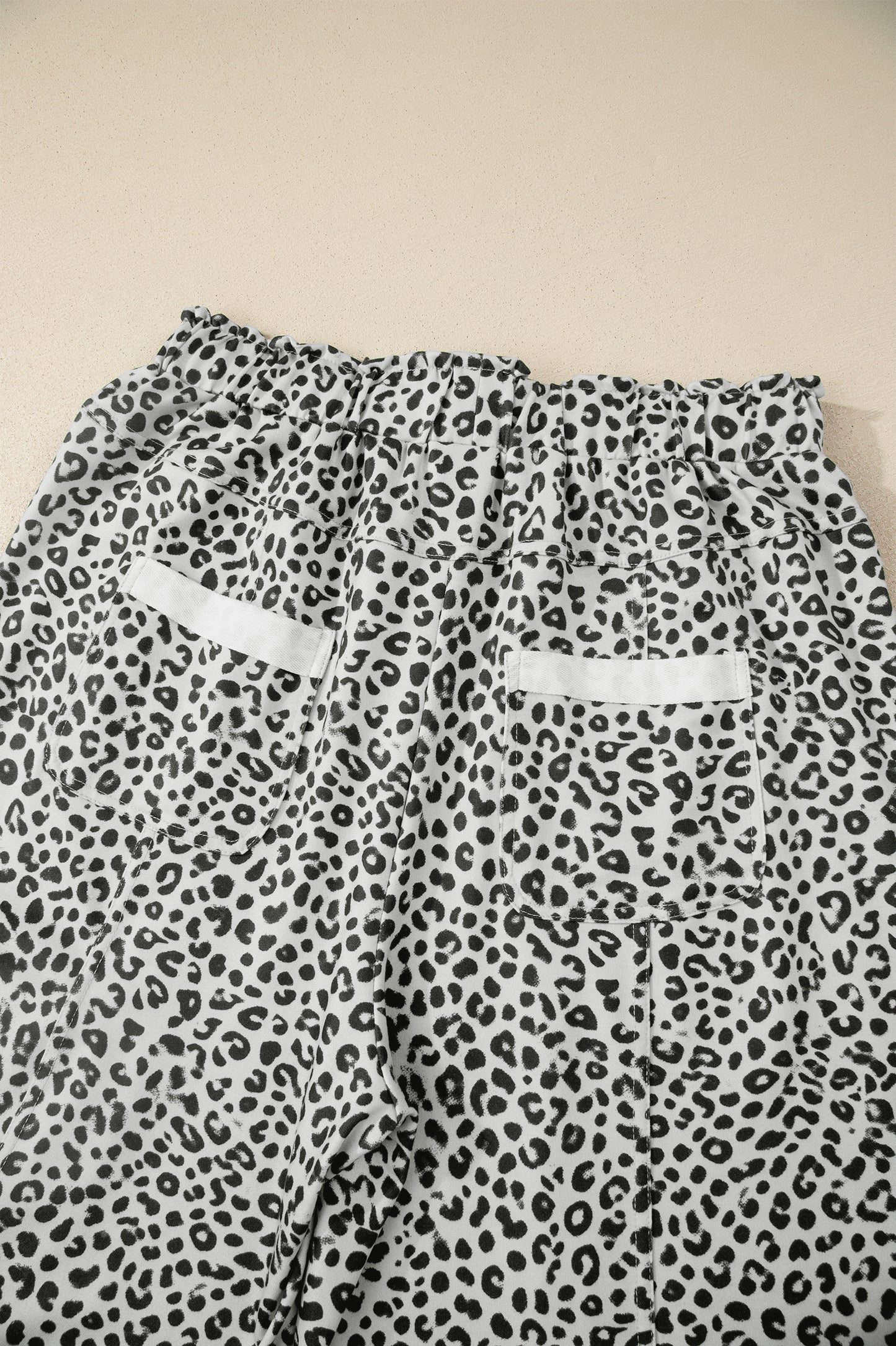 Gray Animal Print Wide Leg Terry Knit Pants