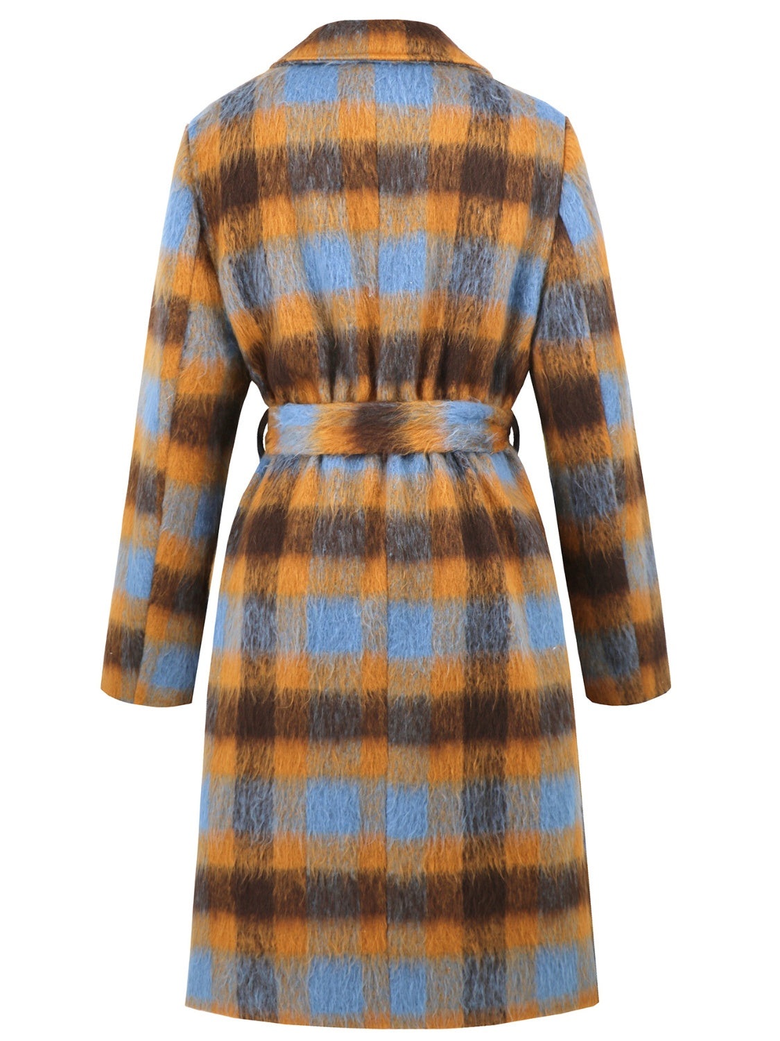 Blue Zone Planet | Tied Plaid Collared Neck Coat-TOPS / DRESSES-[Adult]-[Female]-2022 Online Blue Zone Planet