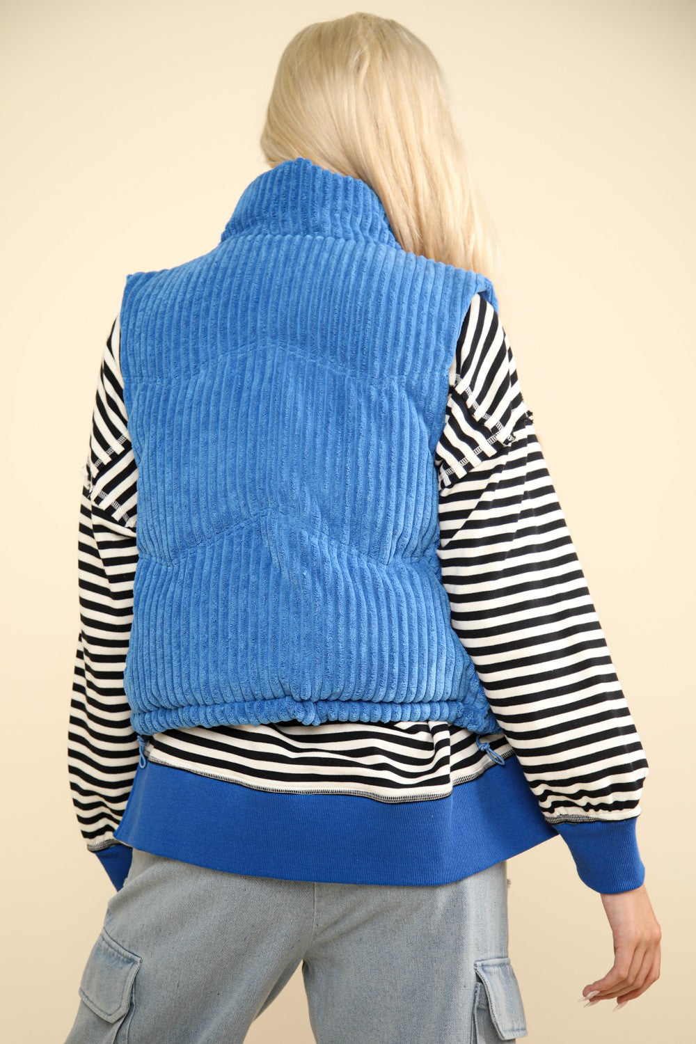 VERY J Zip Up Padded Corduroy Puffer Vest-TOPS / DRESSES-[Adult]-[Female]-2022 Online Blue Zone Planet