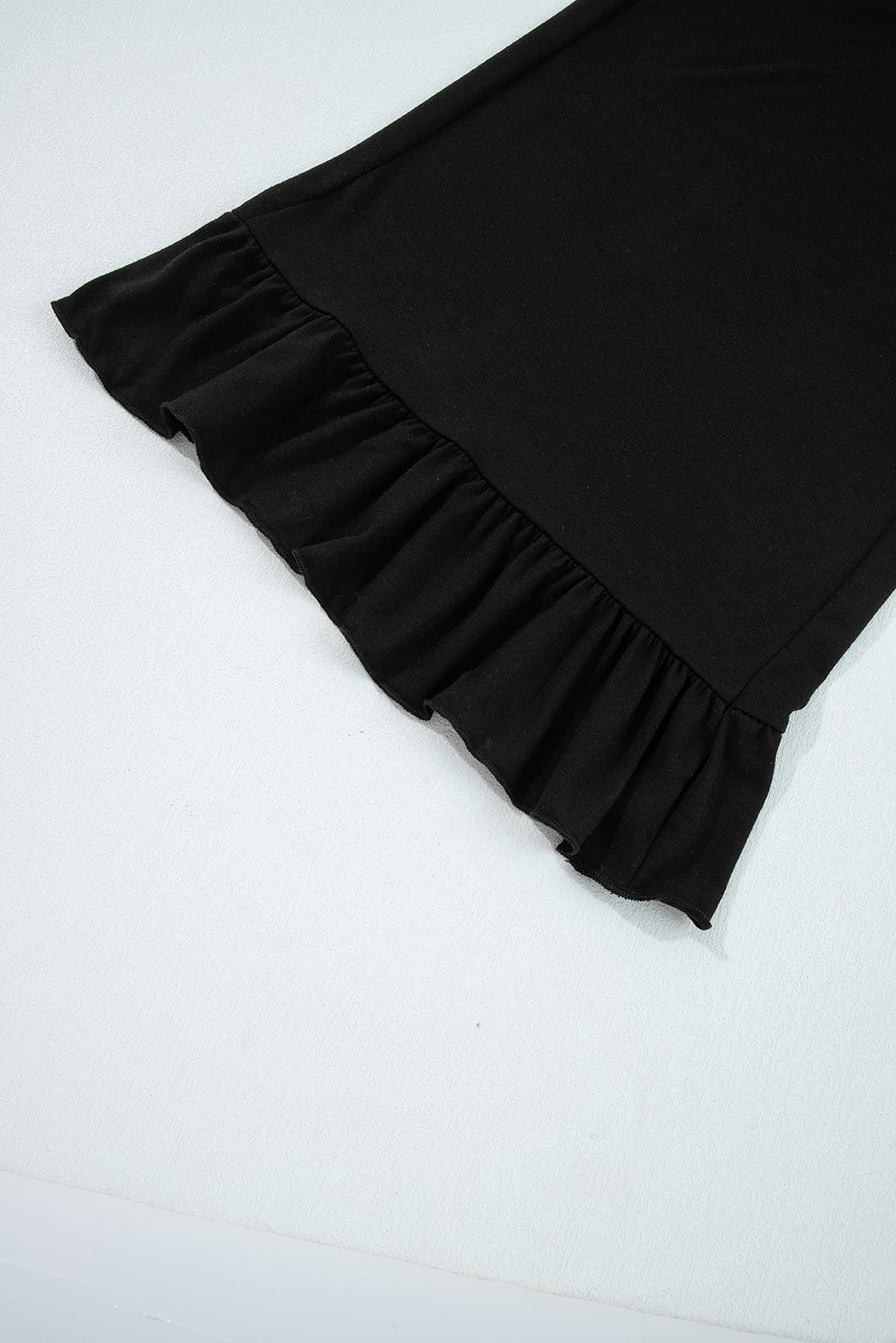 Black Ruffled Wide Leg Pull On High Waist Pants With Pockets-Bottoms/Pants & Culotte-[Adult]-[Female]-2022 Online Blue Zone Planet