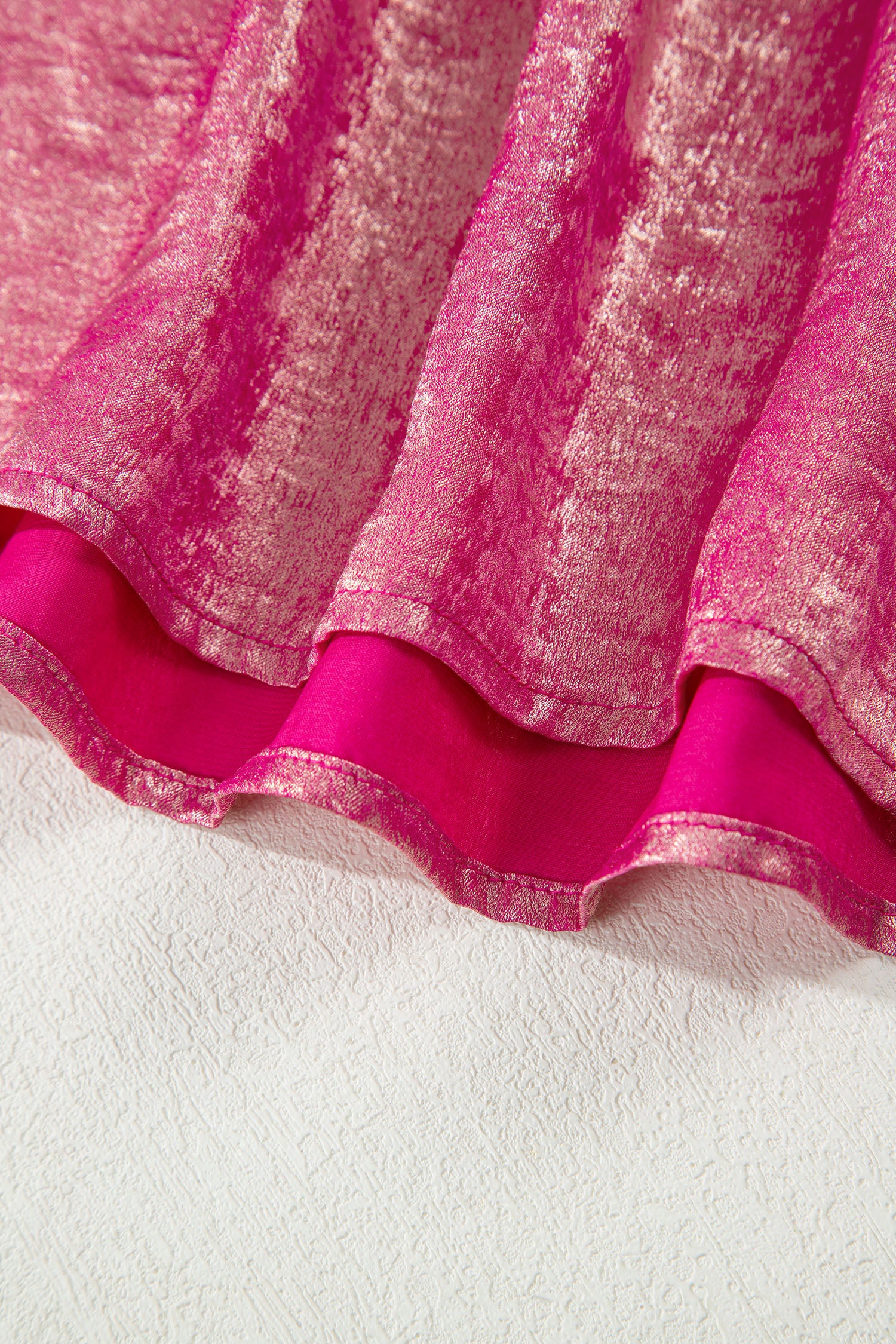 Bright Pink Metallic Round Neck Cap Sleeve Tee-Tops/Tops & Tees-[Adult]-[Female]-2022 Online Blue Zone Planet