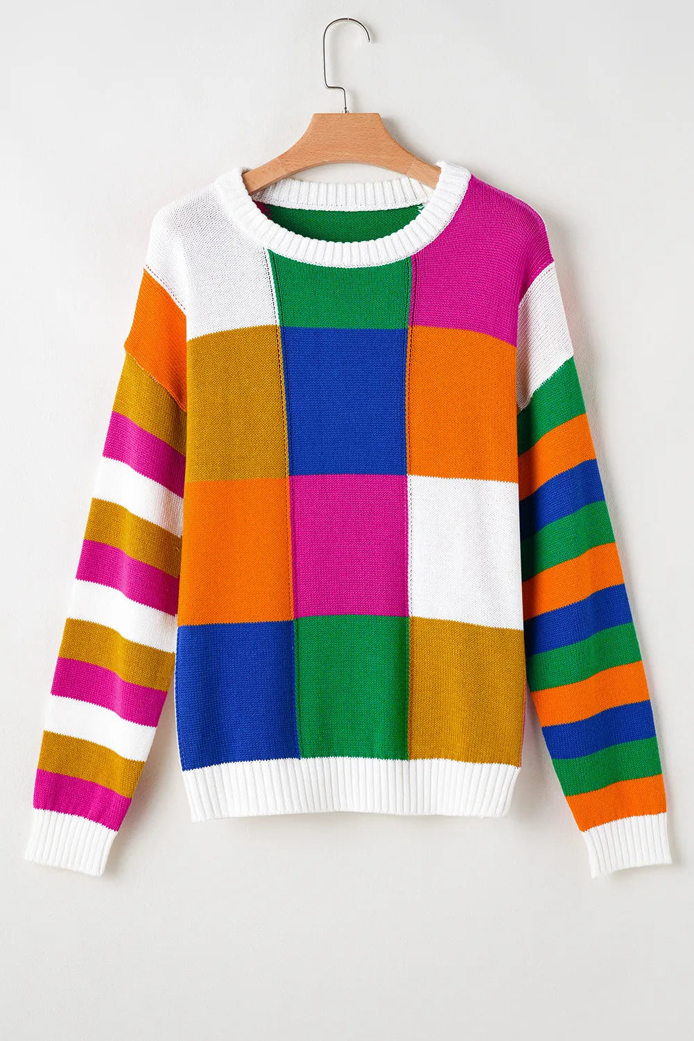 Color Block Long Sleeve Sweater-TOPS / DRESSES-[Adult]-[Female]-2022 Online Blue Zone Planet