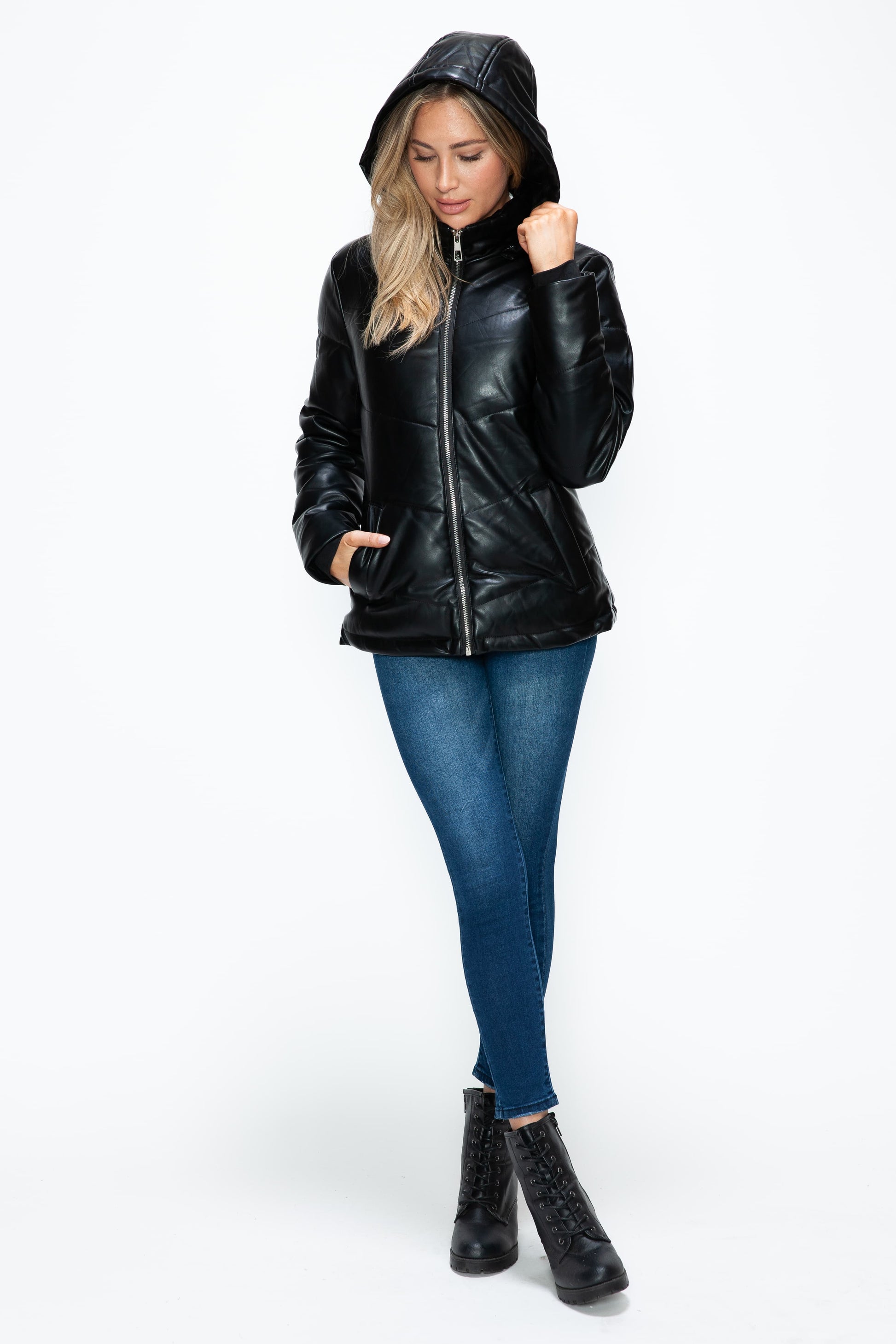 Blue Zone Planet | How Dare U Pocketed Zip Up Puffer Jacket with Removable Hood-TOPS / DRESSES-[Adult]-[Female]-2022 Online Blue Zone Planet