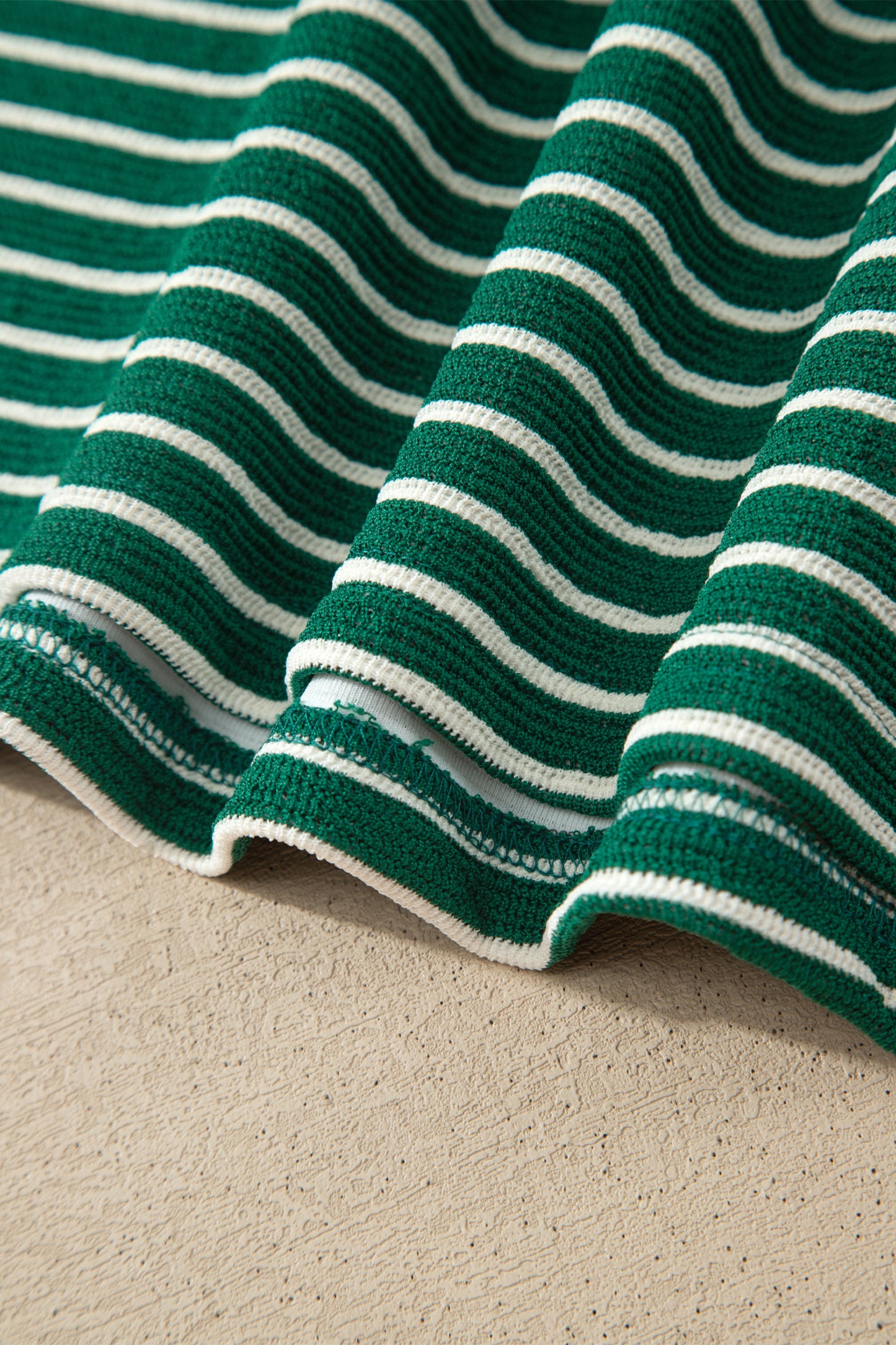 Green Stripe Contrast Print Color Block Detail Relaxed Tee-Tops/Tops & Tees-[Adult]-[Female]-2022 Online Blue Zone Planet