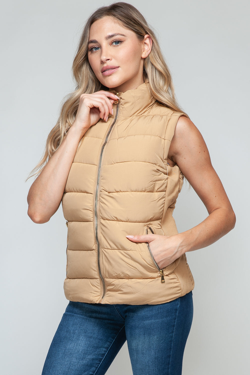 Snobbish Zip Up Turtleneck Vest with Pockets-TOPS / DRESSES-[Adult]-[Female]-2022 Online Blue Zone Planet