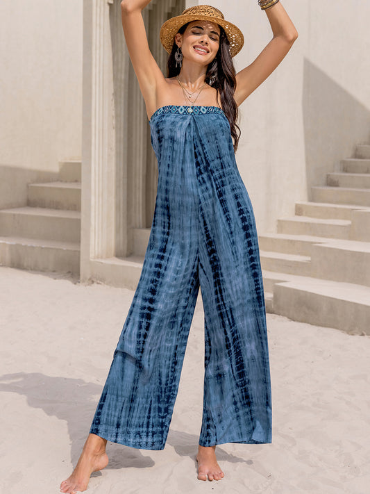 Tied Tube Wide Leg Jumpsuit-TOPS / DRESSES-[Adult]-[Female]-Blue-S-2022 Online Blue Zone Planet