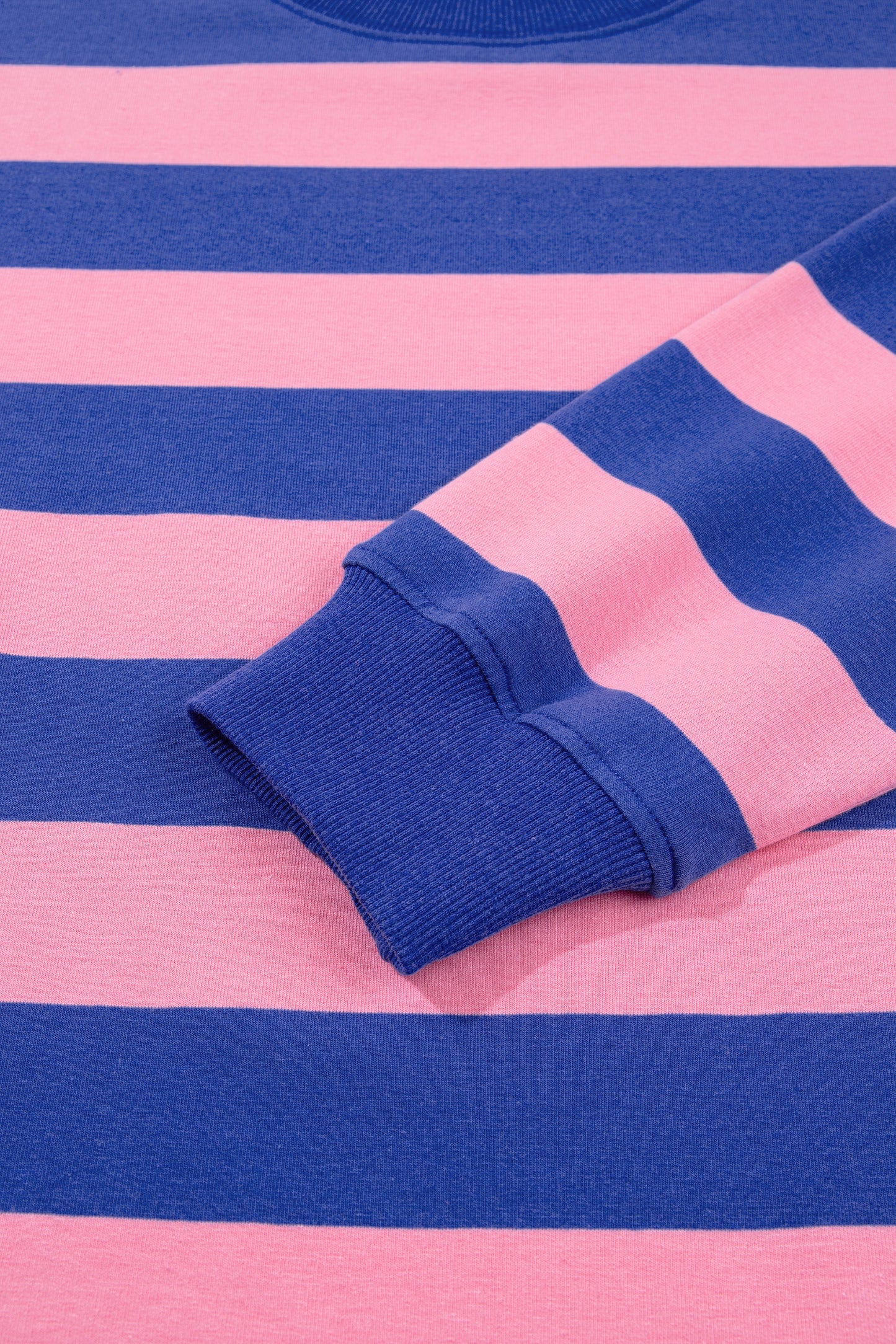 Rose Stripe Colorblock Mock Neck Relaxed Sweatshirt-Tops/Sweatshirts & Hoodies-[Adult]-[Female]-2022 Online Blue Zone Planet