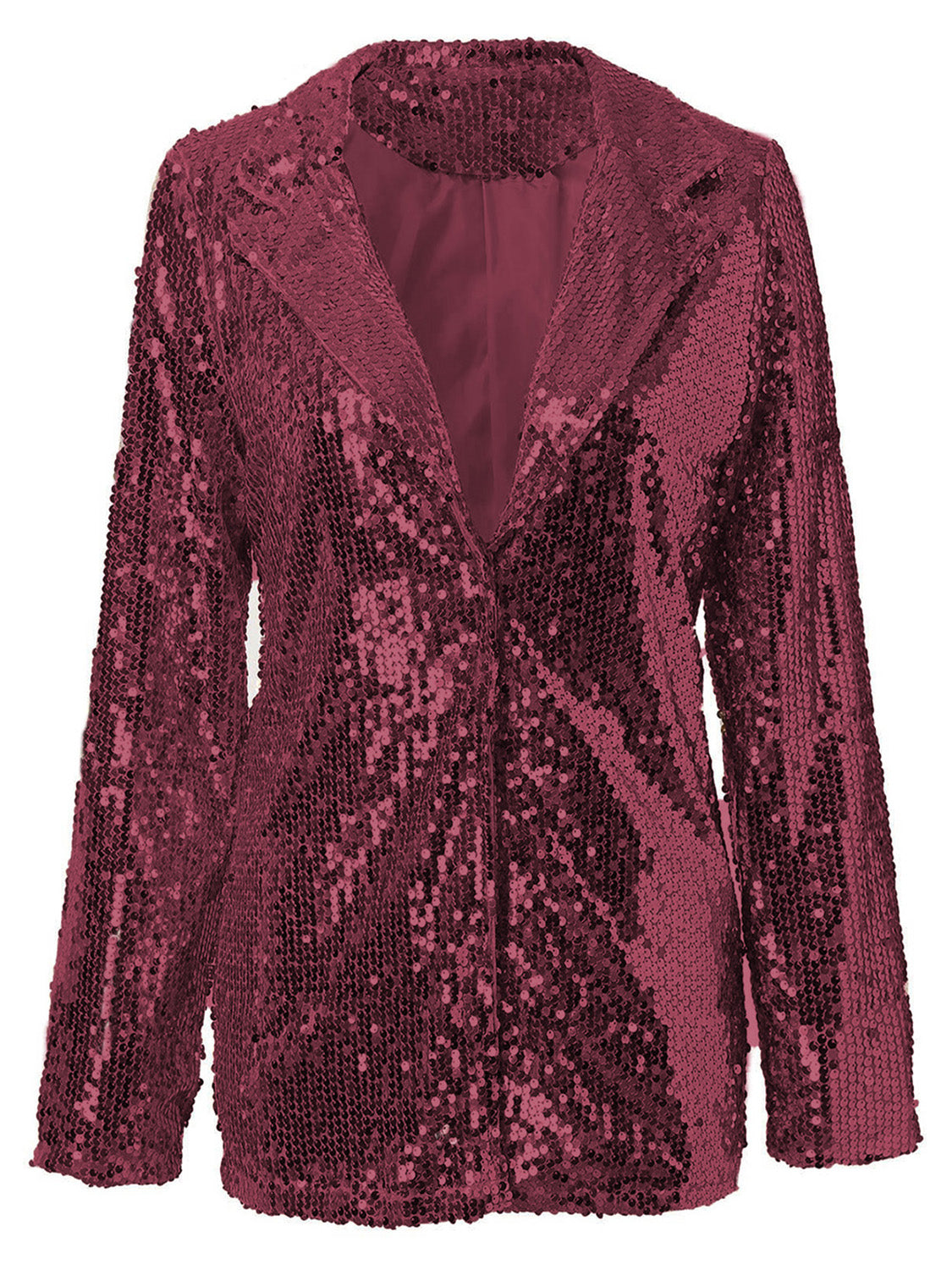 Blue Zone Planet | Sequin Lapel Collar Long Sleeve Blazer-TOPS / DRESSES-[Adult]-[Female]-2022 Online Blue Zone Planet