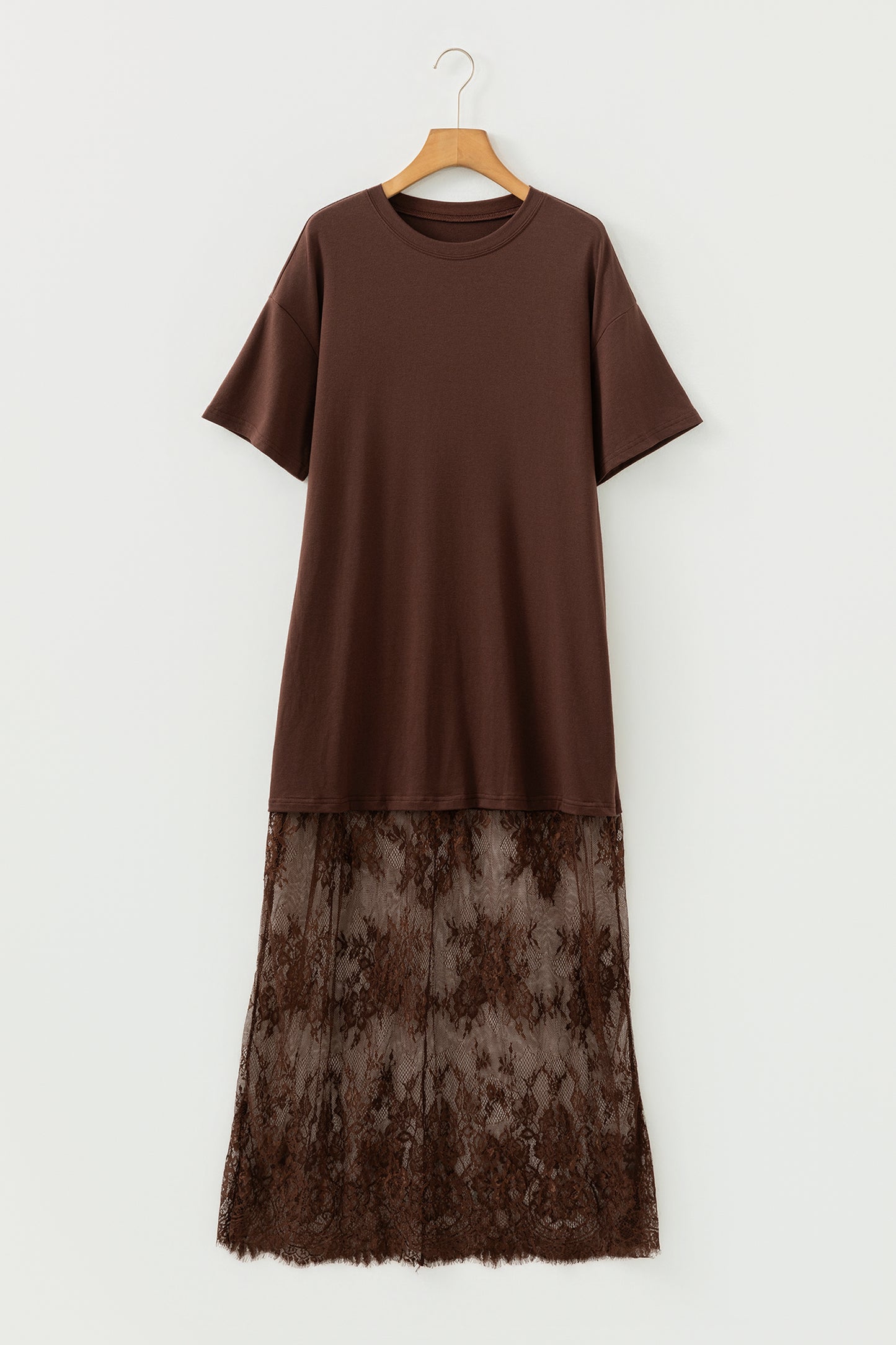 Red Sandalwood Floral Patchwork Short Sleeve T Shirt Loose Maxi Dress-TOPS / DRESSES-[Adult]-[Female]-2022 Online Blue Zone Planet