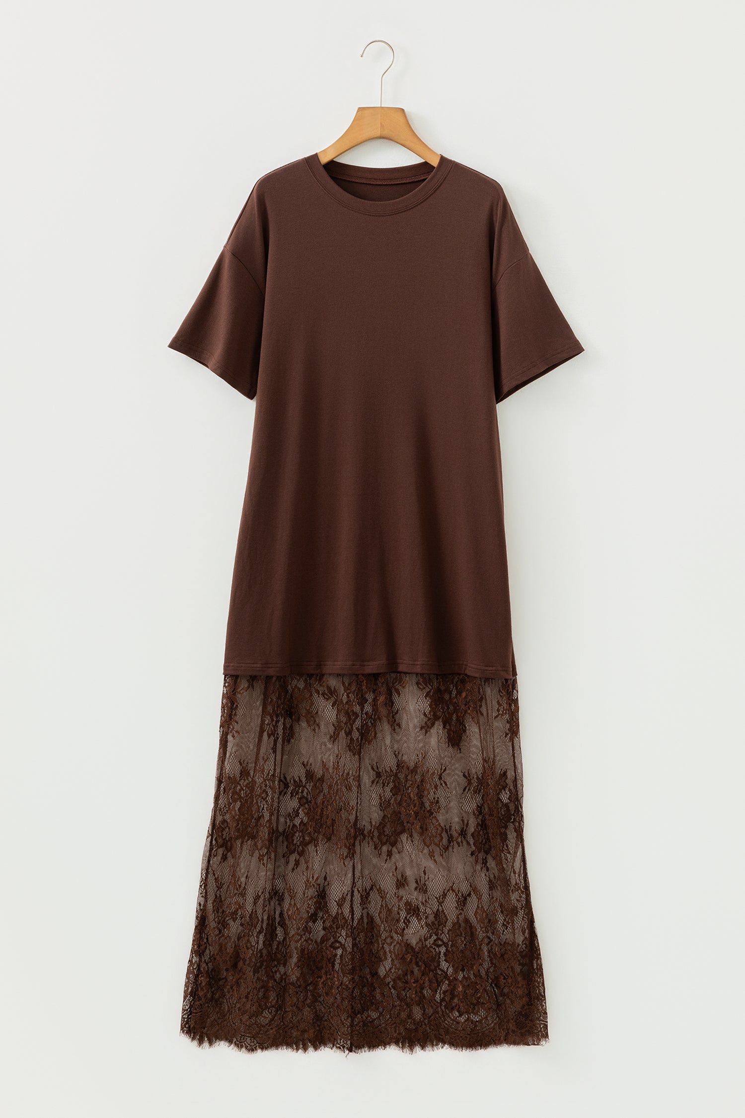 Red Sandalwood Floral Patchwork Short Sleeve T Shirt Loose Maxi Dress-TOPS / DRESSES-[Adult]-[Female]-2022 Online Blue Zone Planet