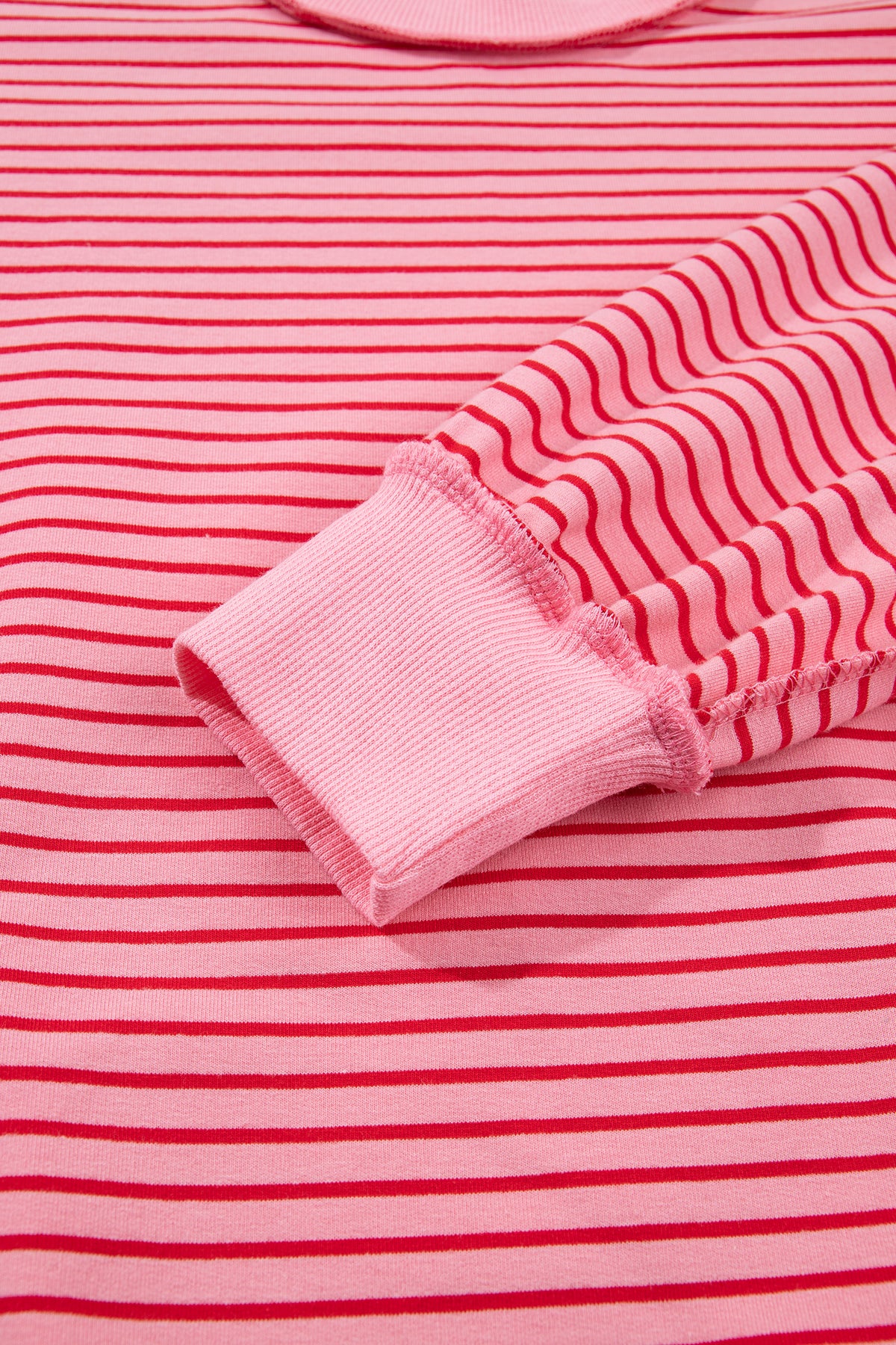 Blue Stripe Ribbed Patchwork Mock Neck Baggy Pullover Matching Shorts Set-Two Piece Sets/Short Sets-[Adult]-[Female]-2022 Online Blue Zone Planet