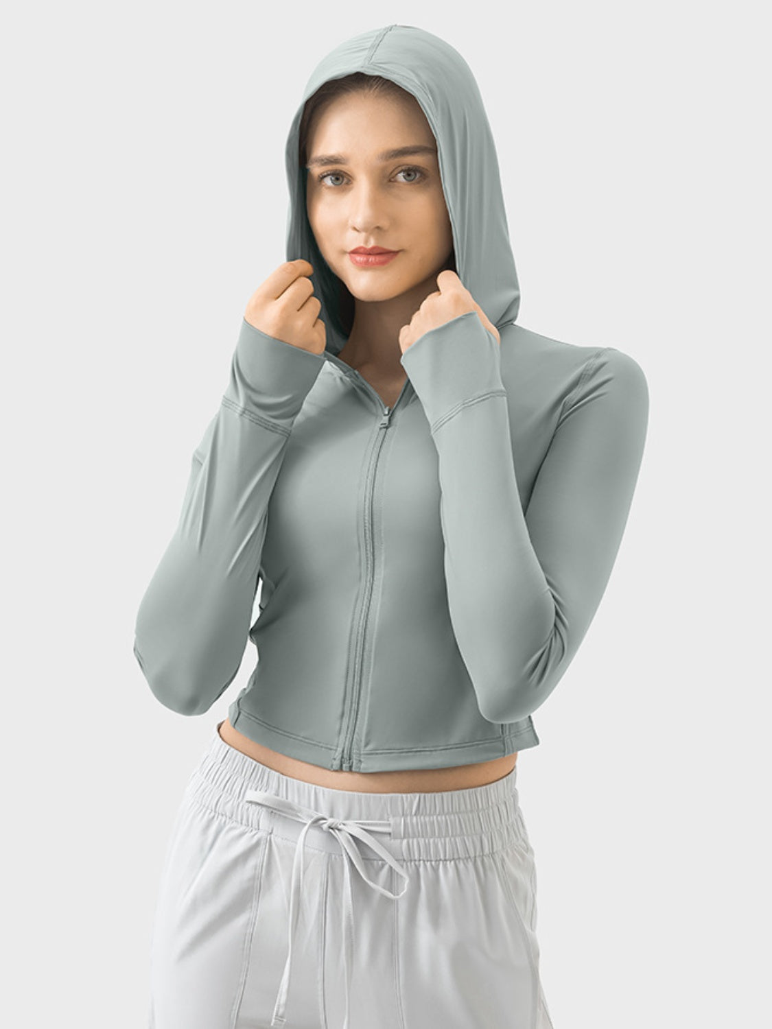 Zip Up Hooded Long Sleeve Active Outerwear-TOPS / DRESSES-[Adult]-[Female]-2022 Online Blue Zone Planet