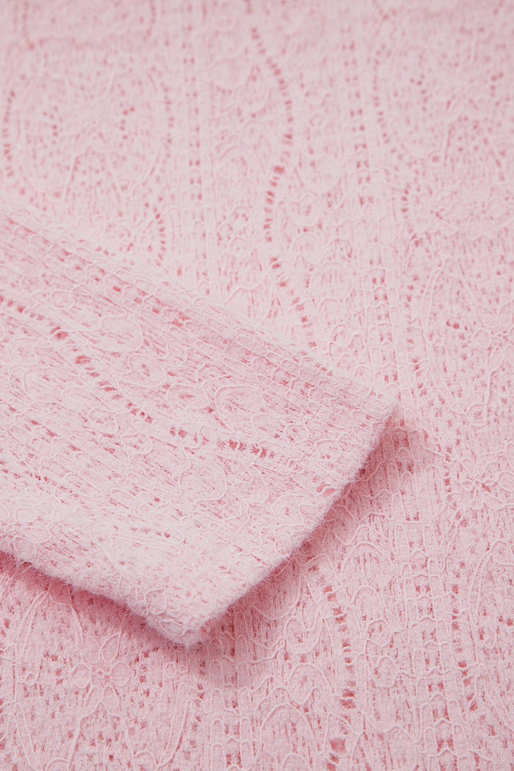 Light Pink Semi Sheer Lace Long Sleeve Cropped Top-Tops/Long Sleeve Tops-[Adult]-[Female]-2022 Online Blue Zone Planet