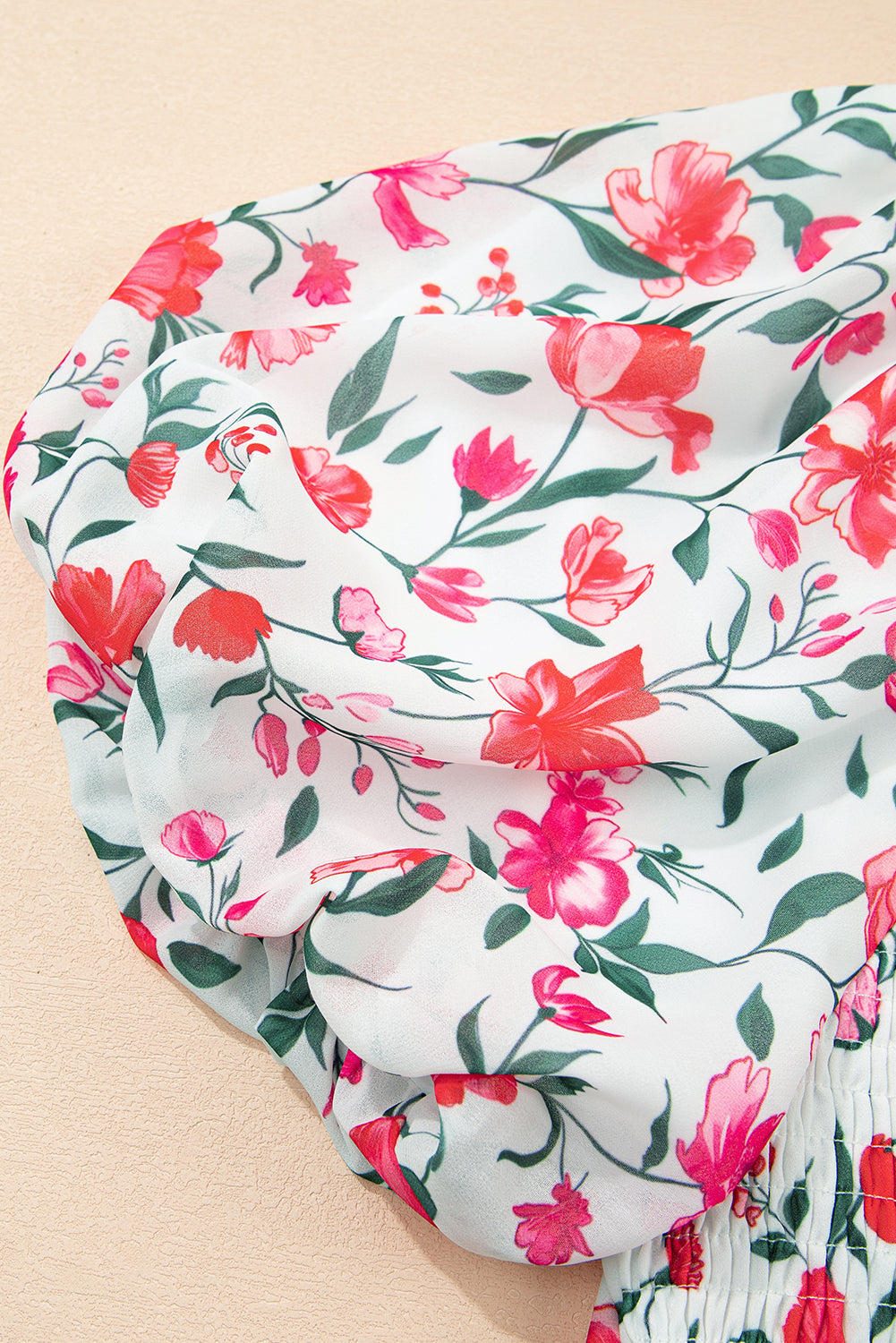 Pink Floral Puff Sleeve Square Neck Empire Waist Tiered Maxi Dress-Dresses/Floral Dresses-[Adult]-[Female]-2022 Online Blue Zone Planet