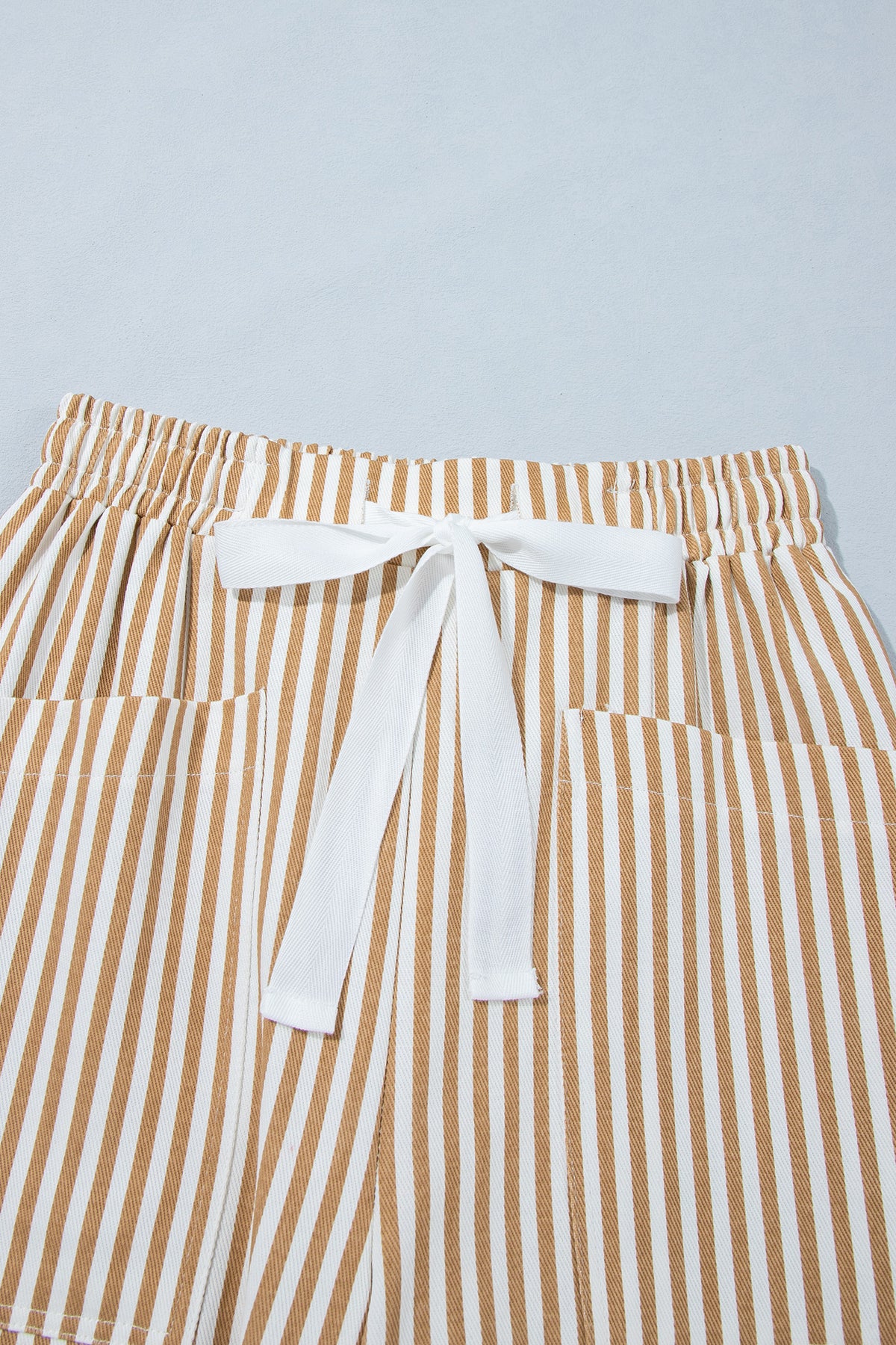 Apricot Stripe Ribbon Drawstring Waist Full-Length Shift Pant-Bottoms/Pants & Culotte-[Adult]-[Female]-2022 Online Blue Zone Planet