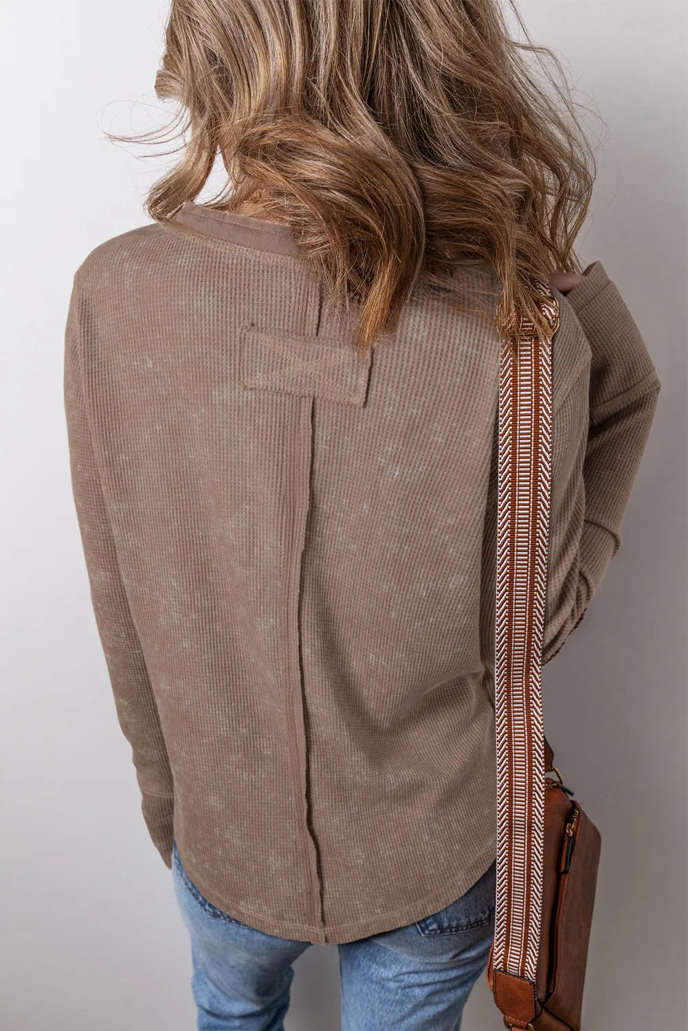 Notched Long Sleeve Top-TOPS / DRESSES-[Adult]-[Female]-2022 Online Blue Zone Planet