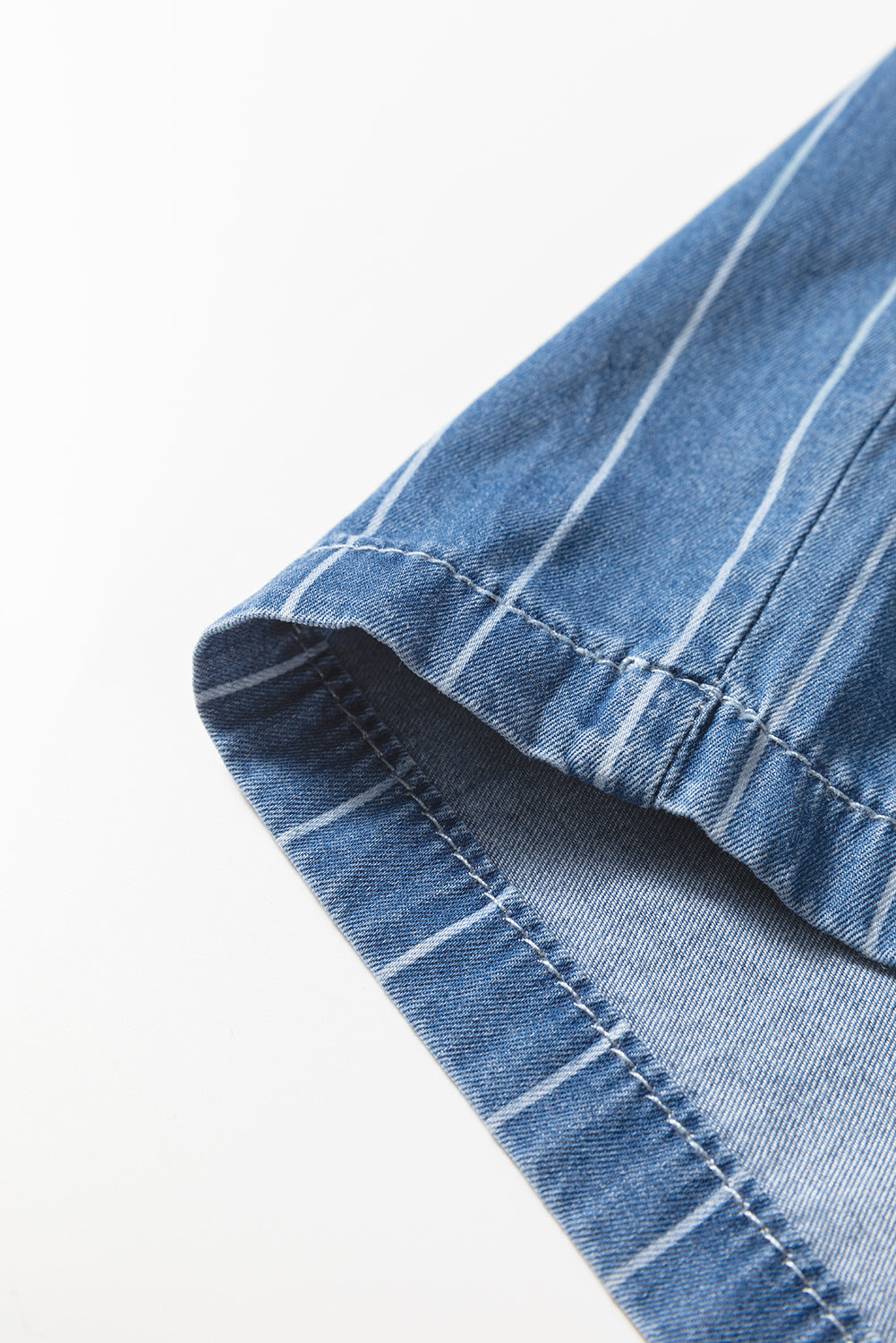 Blue Stripe Chambray Wide Leg Tied Elastic Waist Trousers-Bottoms/Pants & Culotte-[Adult]-[Female]-2022 Online Blue Zone Planet