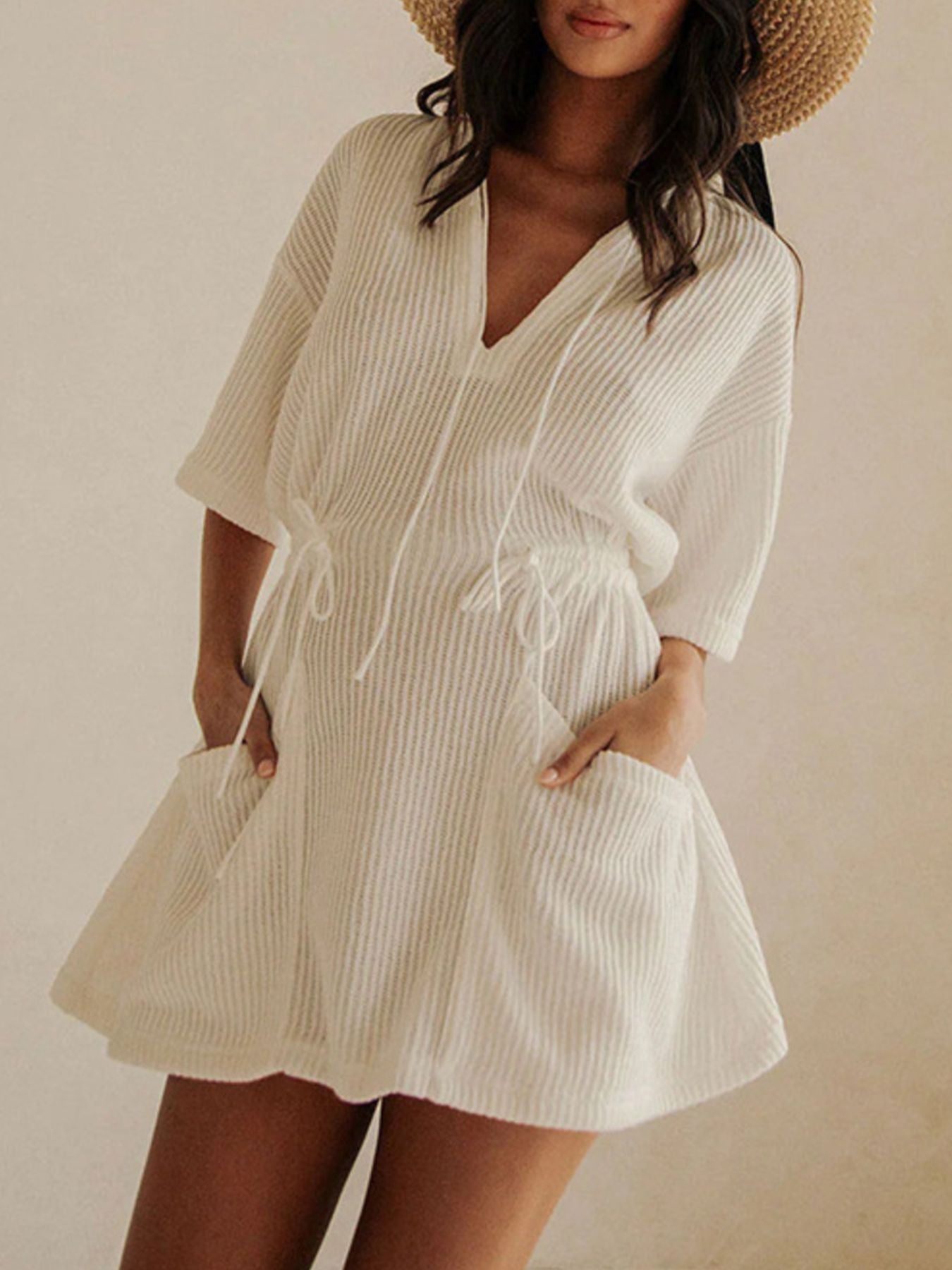 Relaxed Fit Half Sleeve Cover-Up Dress – Blue Zone Planet