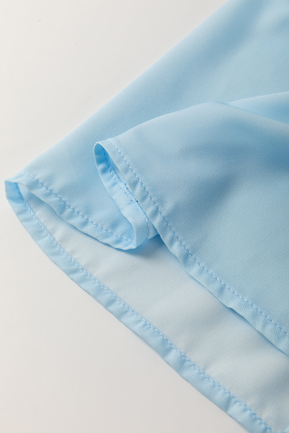 Sky Blue Floral Ric Rac Edge Puff Sleeve Button Up Summer Shirt-Tops/Blouses & Shirts-[Adult]-[Female]-2022 Online Blue Zone Planet