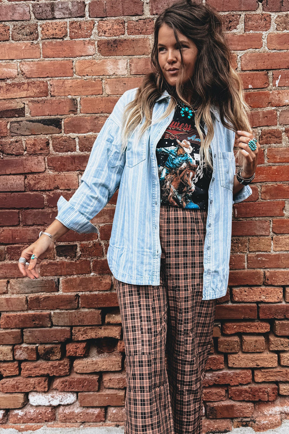 Sky Blue Stripe Boyfriend Chest Pocket Classic Denim Shacket-Outerwear/Denim jackets-[Adult]-[Female]-2022 Online Blue Zone Planet