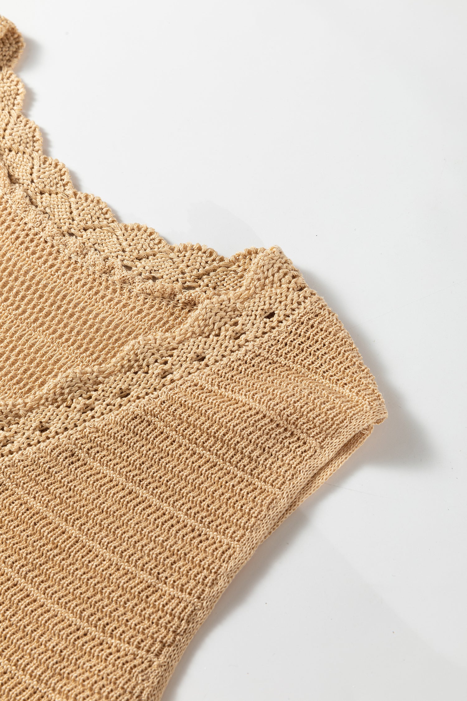 Pale Khaki Hollow Out Trim Buttoned Front Boho Sweater Vest-TOPS / DRESSES-[Adult]-[Female]-2022 Online Blue Zone Planet