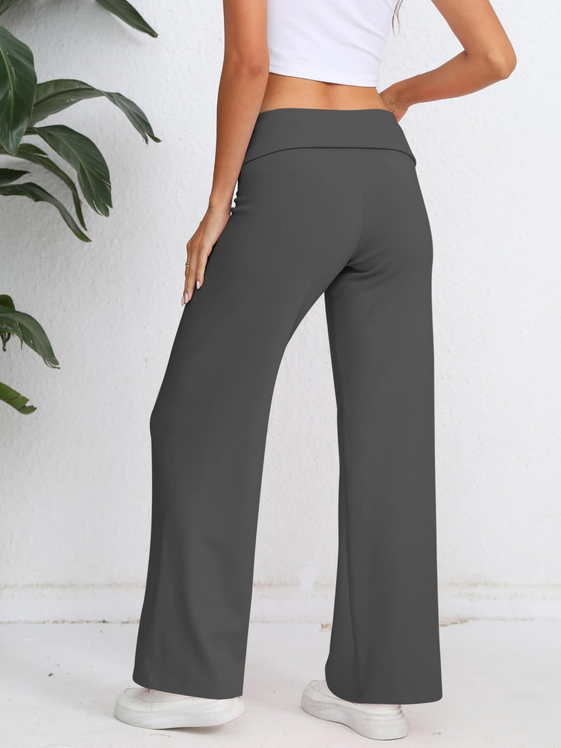 Elastic Waist Wide Leg Pants-BOTTOMS SIZES SMALL MEDIUM LARGE-[Adult]-[Female]-2022 Online Blue Zone Planet