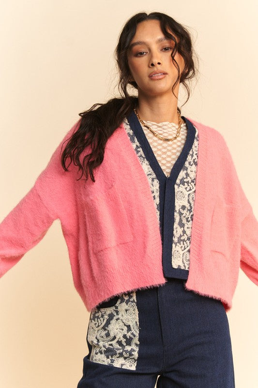 Davi & Dani Open Front Drop Shoulder Cardigan-TOPS / DRESSES-[Adult]-[Female]-Strawberry-S-2022 Online Blue Zone Planet