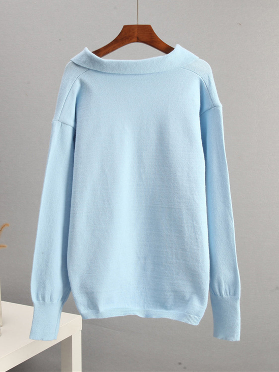 Johnny Collar Long Sleeve Top and Pants Sweater Set-TOPS / DRESSES-[Adult]-[Female]-2022 Online Blue Zone Planet