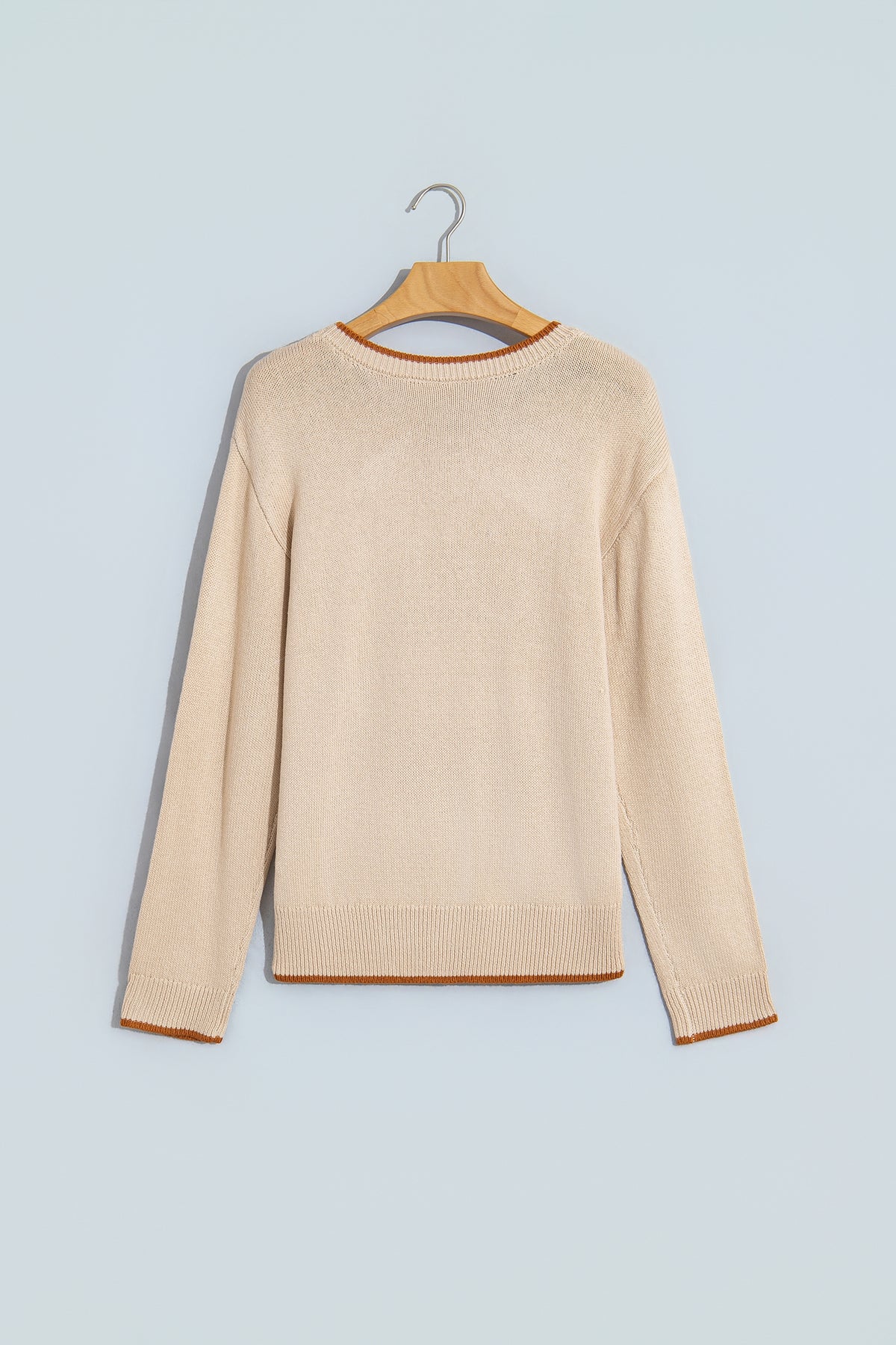 Parchment Corder HOWDY Letter Graphic Crew Neck Relaxed Sweater-TOPS / DRESSES-[Adult]-[Female]-2022 Online Blue Zone Planet