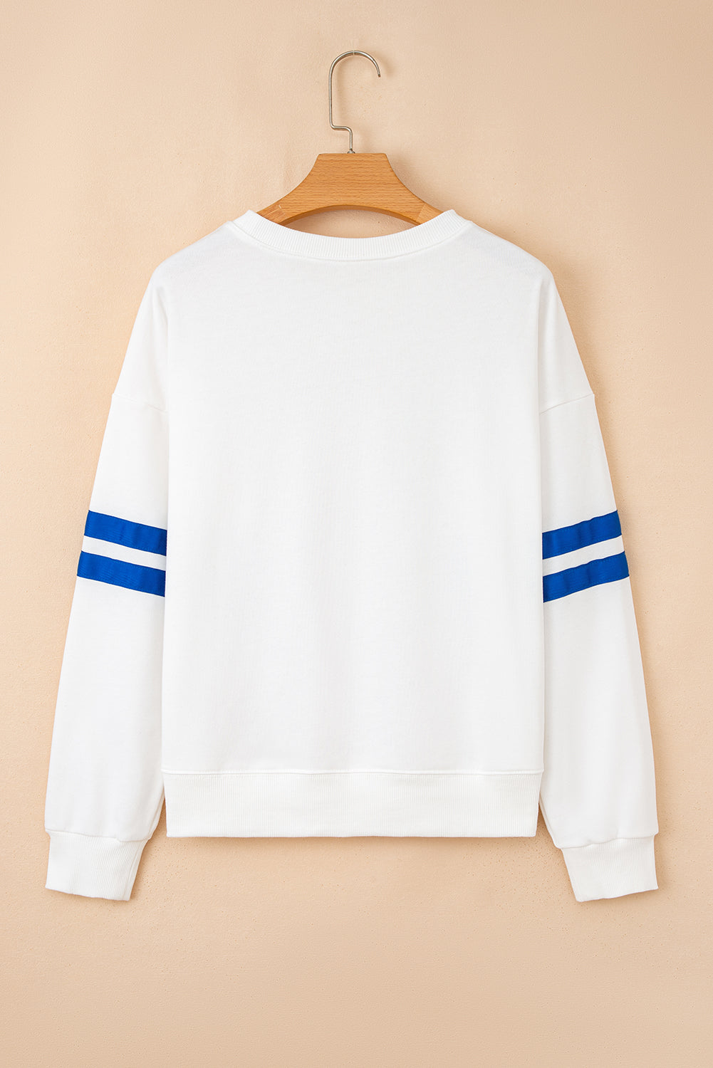 White Varsity Striped Detail Drop Shoulder Oversized Sweatshirt-Tops/Sweatshirts & Hoodies-[Adult]-[Female]-2022 Online Blue Zone Planet