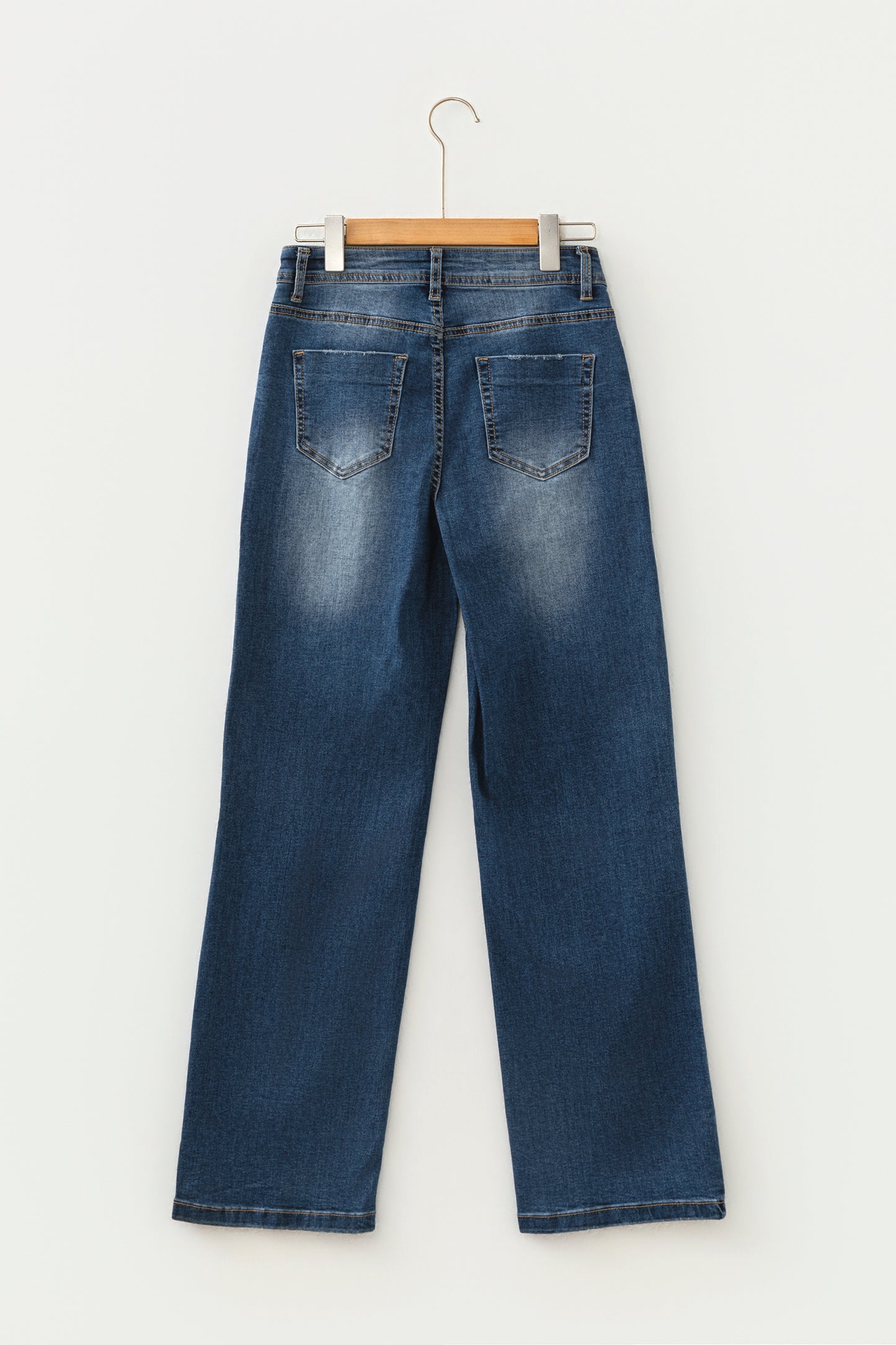 Ashleigh Blue Acid Washed Straight Leg Full Length Casual Jeans-Bottoms/Jeans-[Adult]-[Female]-2022 Online Blue Zone Planet