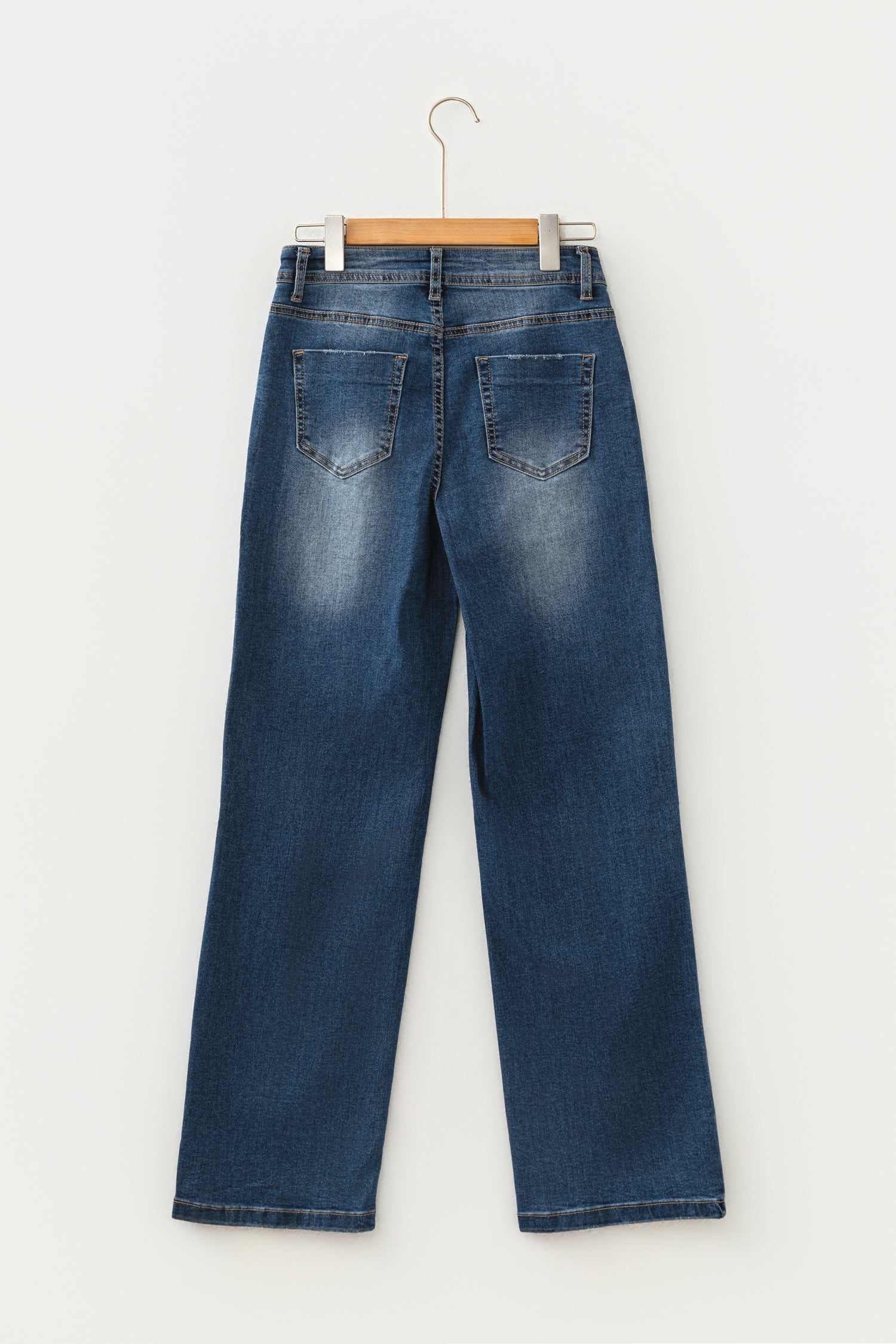 Ashleigh Blue Acid Washed Straight Leg Full Length Casual Jeans-Bottoms/Jeans-[Adult]-[Female]-2022 Online Blue Zone Planet