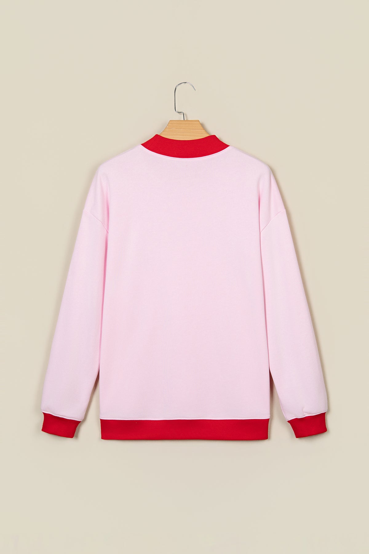 Pink Polka Dot Letter Graphic Colorblock Tunic Sweatshirt-Tops/Sweatshirts & Hoodies-[Adult]-[Female]-2022 Online Blue Zone Planet