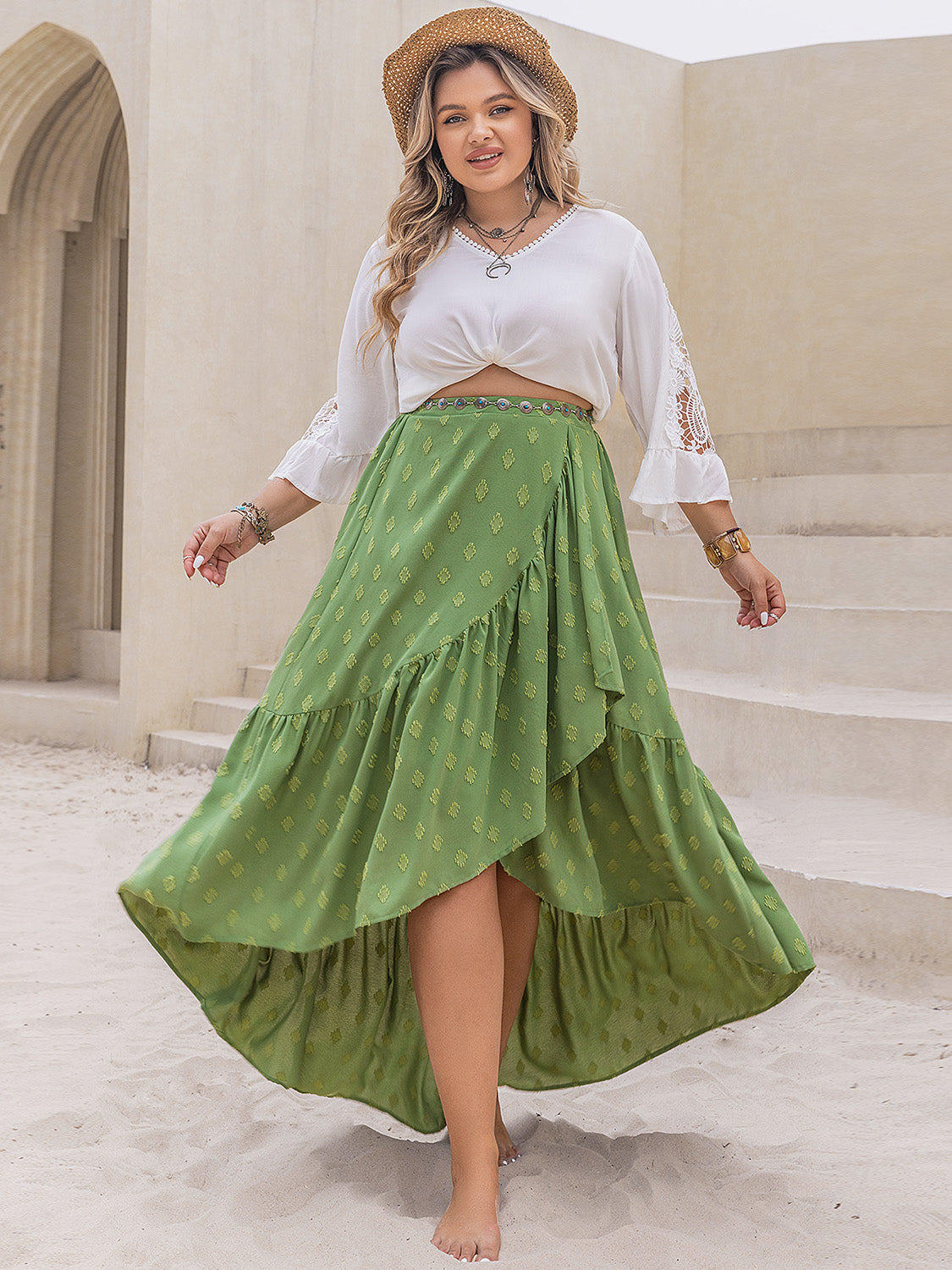 Plus Size High-Low Skirt-BOTTOMS SIZES SMALL MEDIUM LARGE-[Adult]-[Female]-2022 Online Blue Zone Planet