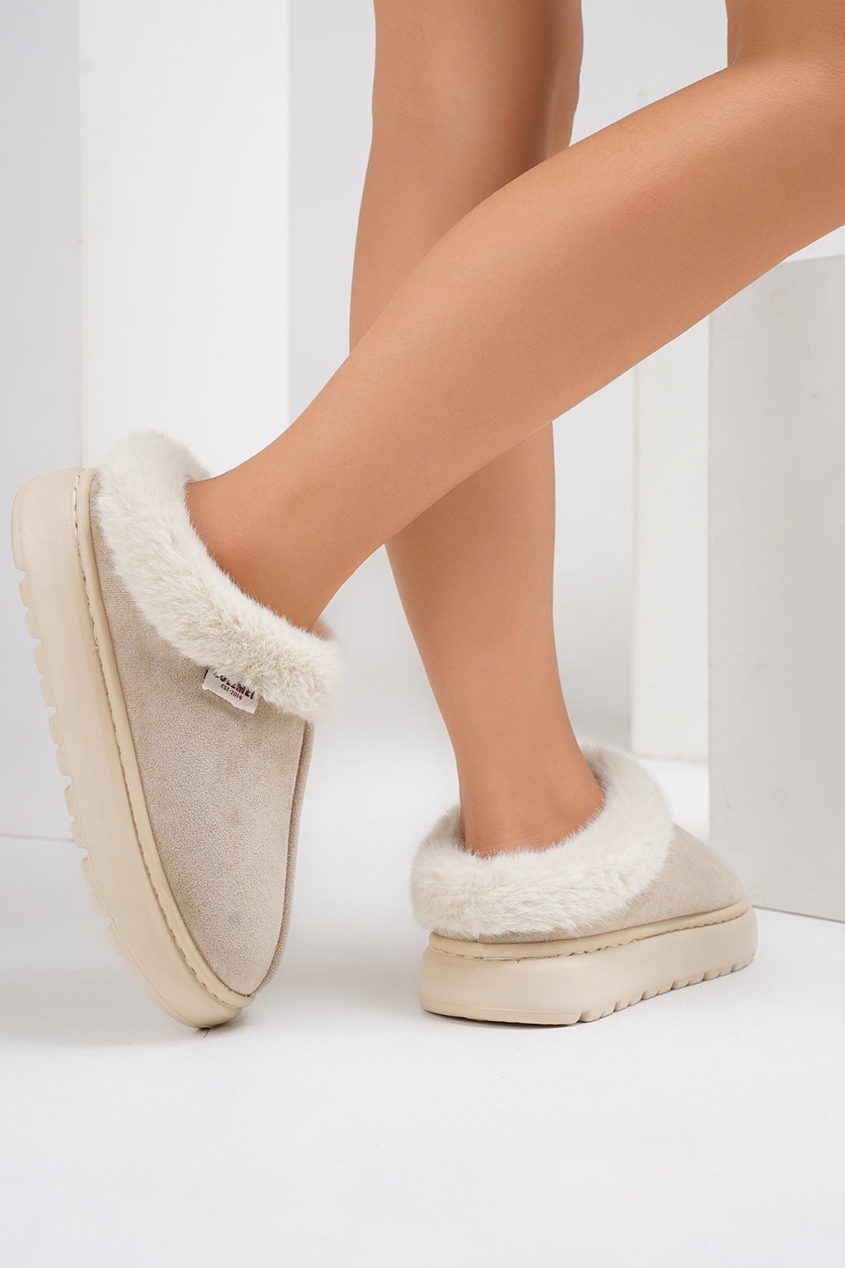 Furry Round Toe Platform Slippers-SHOES-[Adult]-[Female]-2022 Online Blue Zone Planet