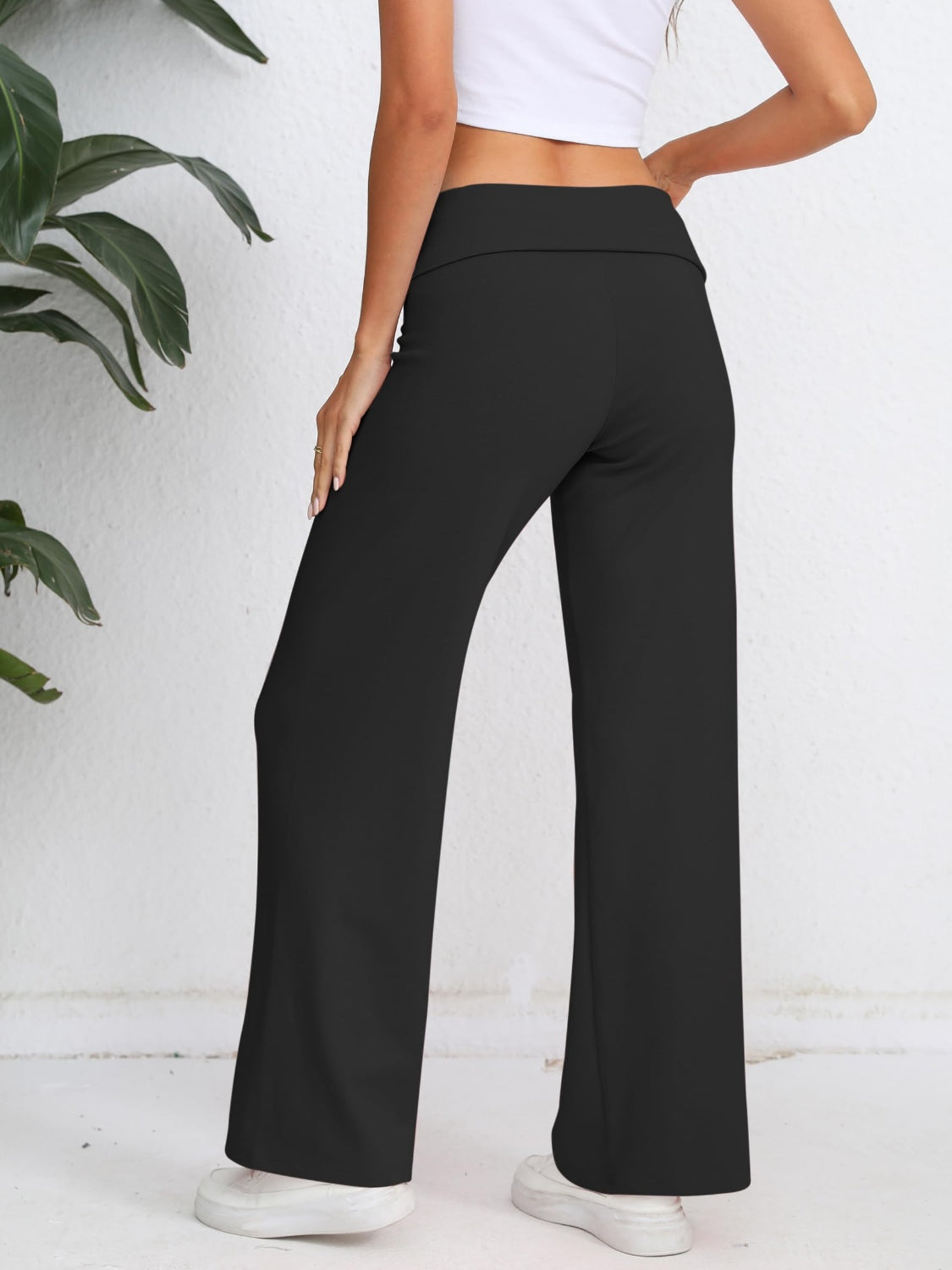 Elastic Waist Wide Leg Pants-BOTTOMS SIZES SMALL MEDIUM LARGE-[Adult]-[Female]-2022 Online Blue Zone Planet