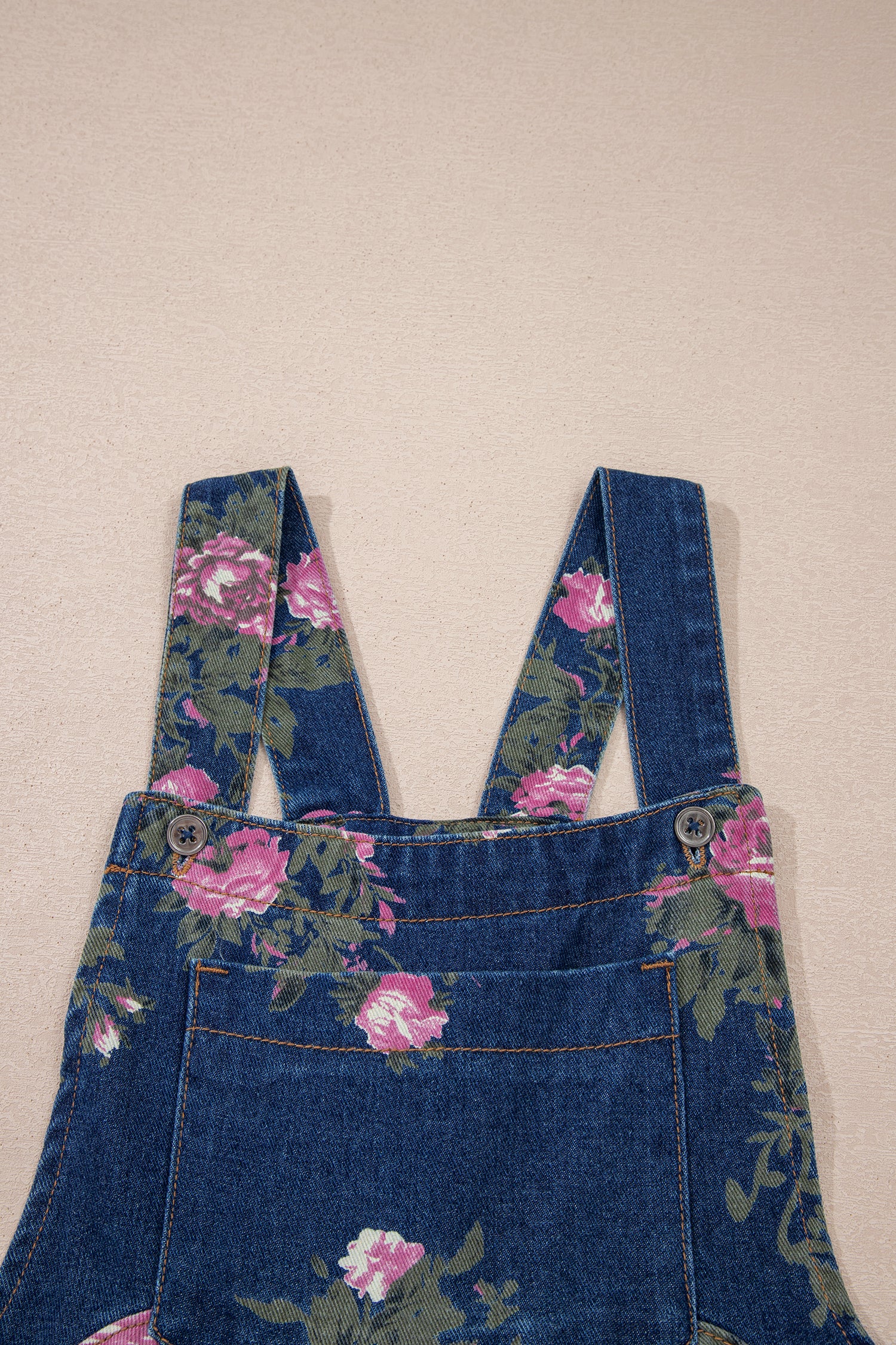 Blue Beau Floral Print Pleated High Waist Wide Leg Denim Jumpsuit-Bottoms/Jumpsuits & Rompers-[Adult]-[Female]-2022 Online Blue Zone Planet