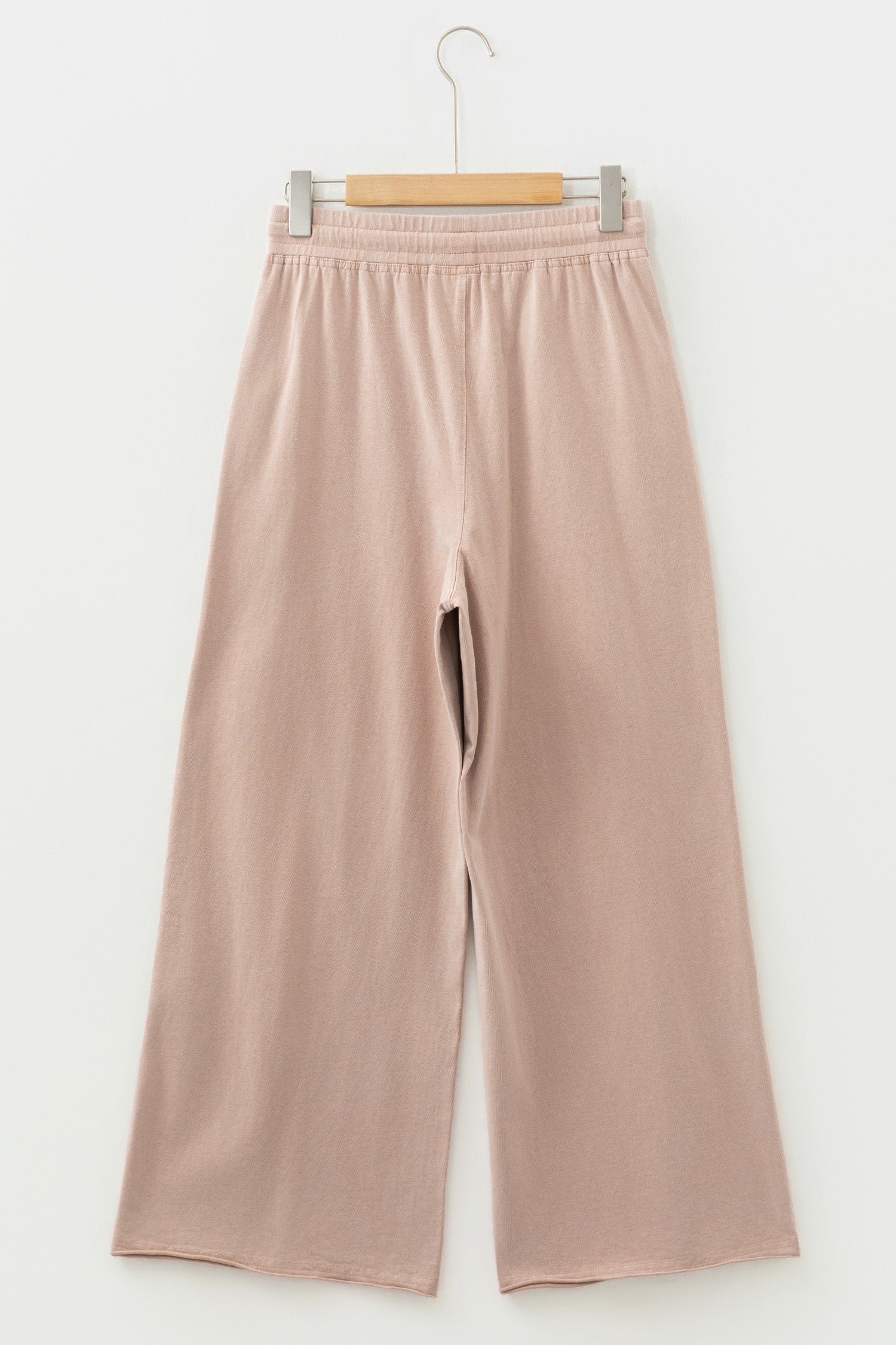 Smoke Gray Solid Color Mineral Wash Piping Trim Pocketed Wide Leg Pants-Bottoms/Pants & Culotte-[Adult]-[Female]-2022 Online Blue Zone Planet