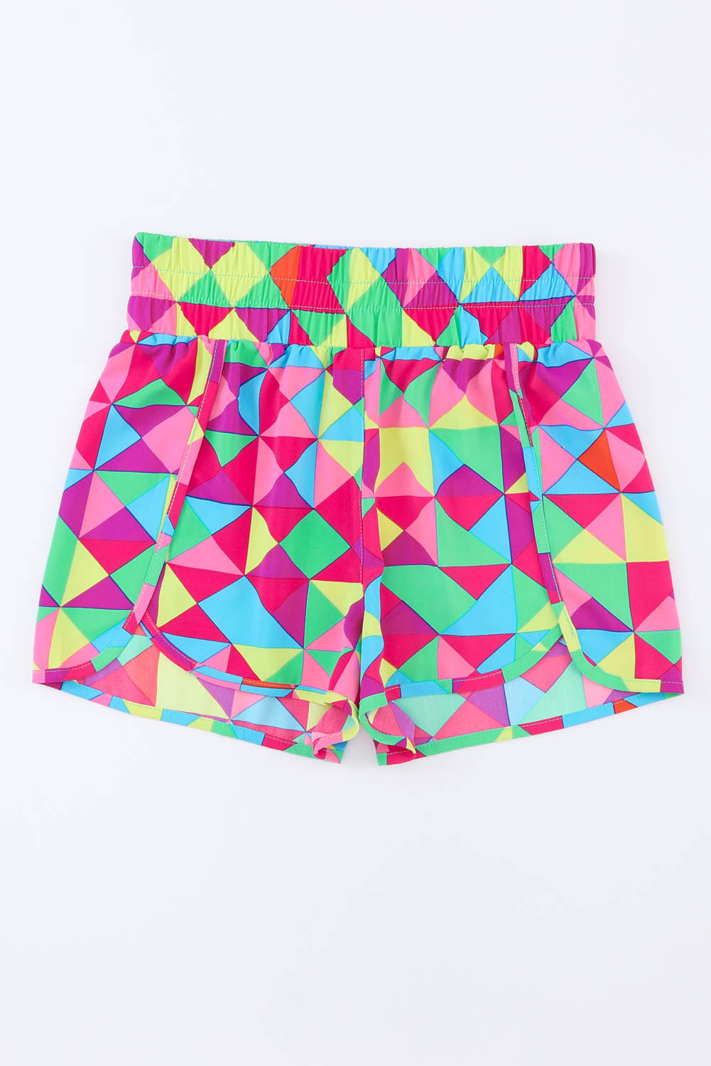 Blue Zone Planet | Color Block Elastic Waist Shorts-TOPS / DRESSES-[Adult]-[Female]-2022 Online Blue Zone Planet