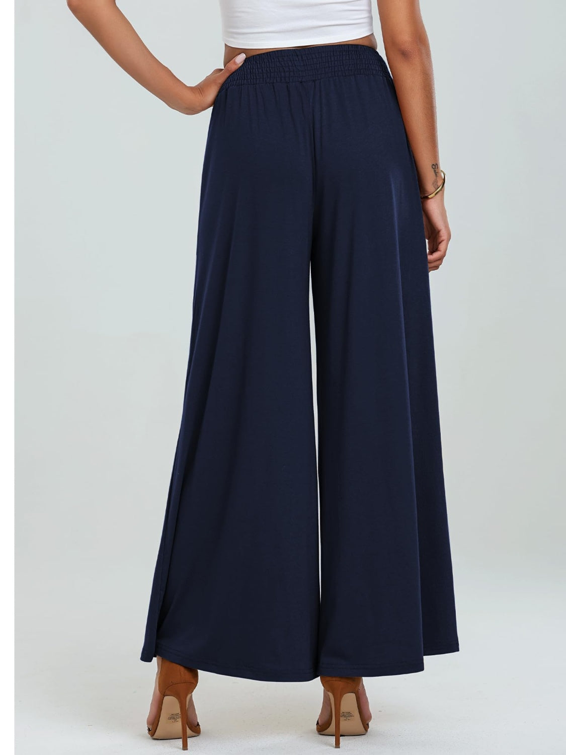 Pocketed Elastic Waist Wide Leg Pants-BOTTOMS SIZES SMALL MEDIUM LARGE-[Adult]-[Female]-2022 Online Blue Zone Planet