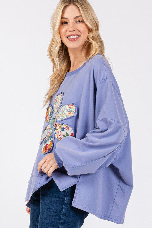 Blue Zone Planet | SAGE + FIG Flower Patch Dropped Shoulder Oversize Top-TOPS / DRESSES-[Adult]-[Female]-2022 Online Blue Zone Planet