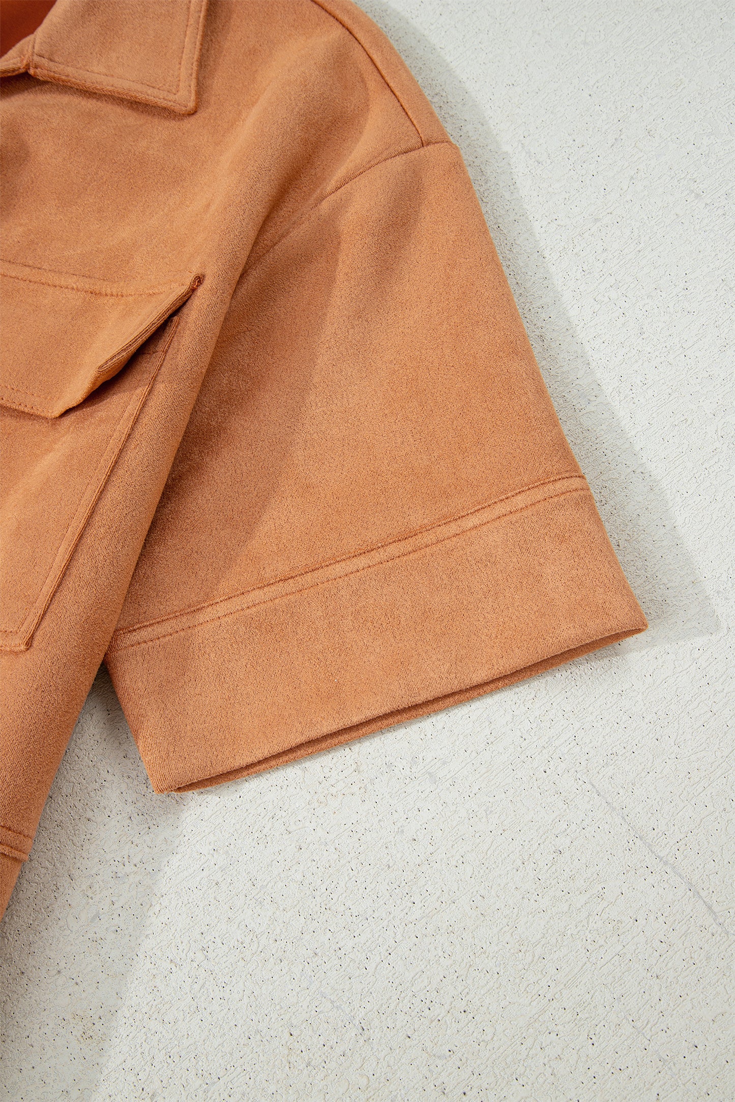 Thai Curry Collared V Neck Faux Suede Short Sleeve Shift Mini Dress-TOPS / DRESSES-[Adult]-[Female]-2022 Online Blue Zone Planet